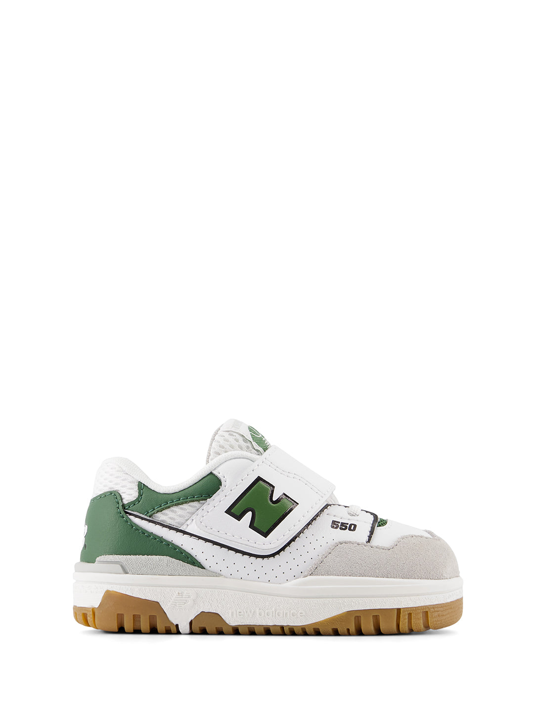 New balance 550 sneakers kids bianco e verde con strappi
