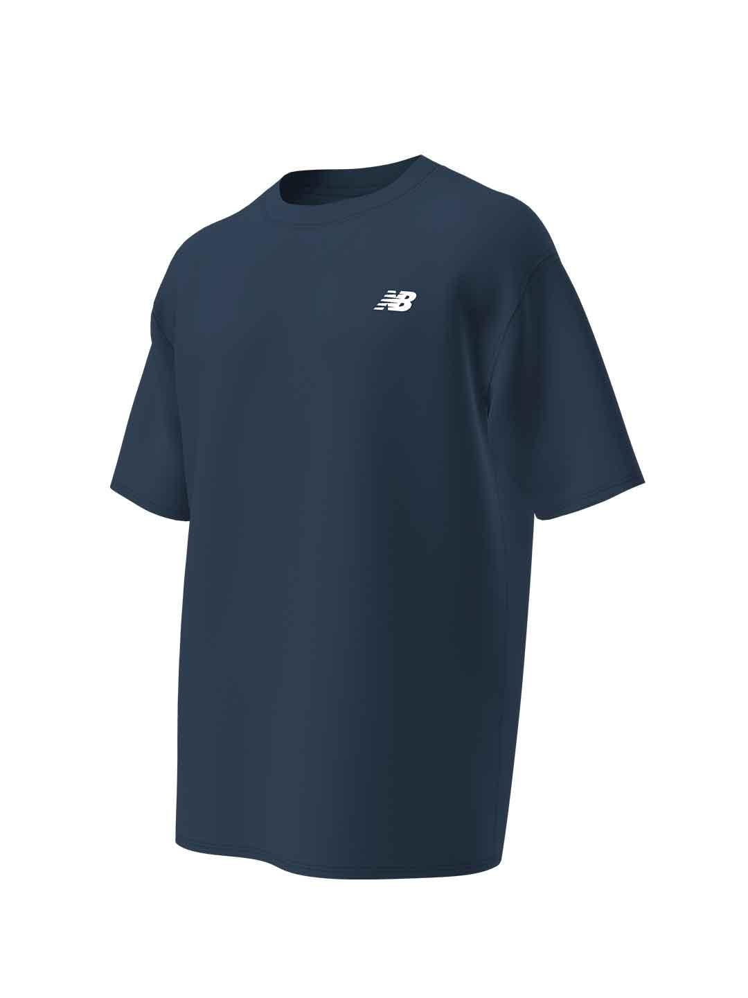 New Balance t-shirt blu con logo bianco MT41509NNY BLU NEW BALANCE