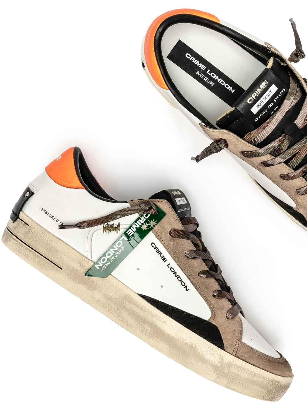 Crime Sk8 Deluxe sneakers bianco con lacci mimetici 11106 BIANCO CRIME