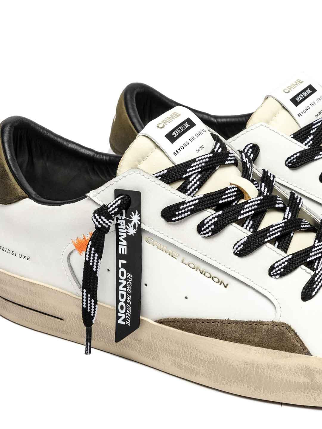 Crime Sk8 Deluxe sneakers bianco con tab verde 11109 BIANCO CRIME