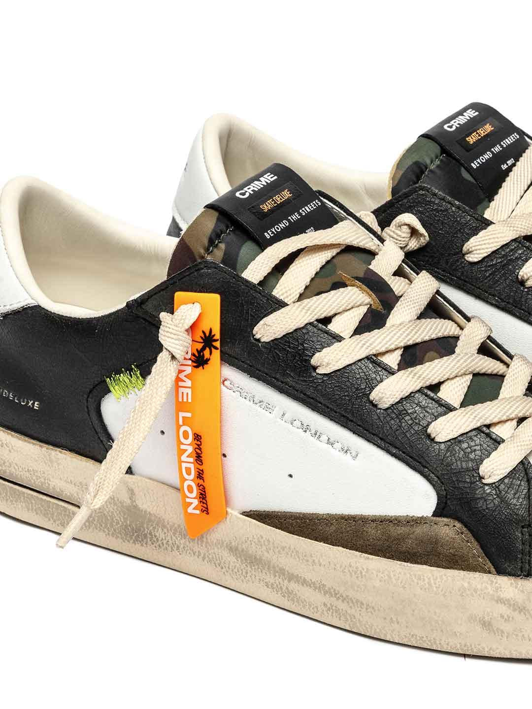 Crime Sk8 Deluxe sneakers bianco linguetta mimetica 11105 BIANCO CRIME