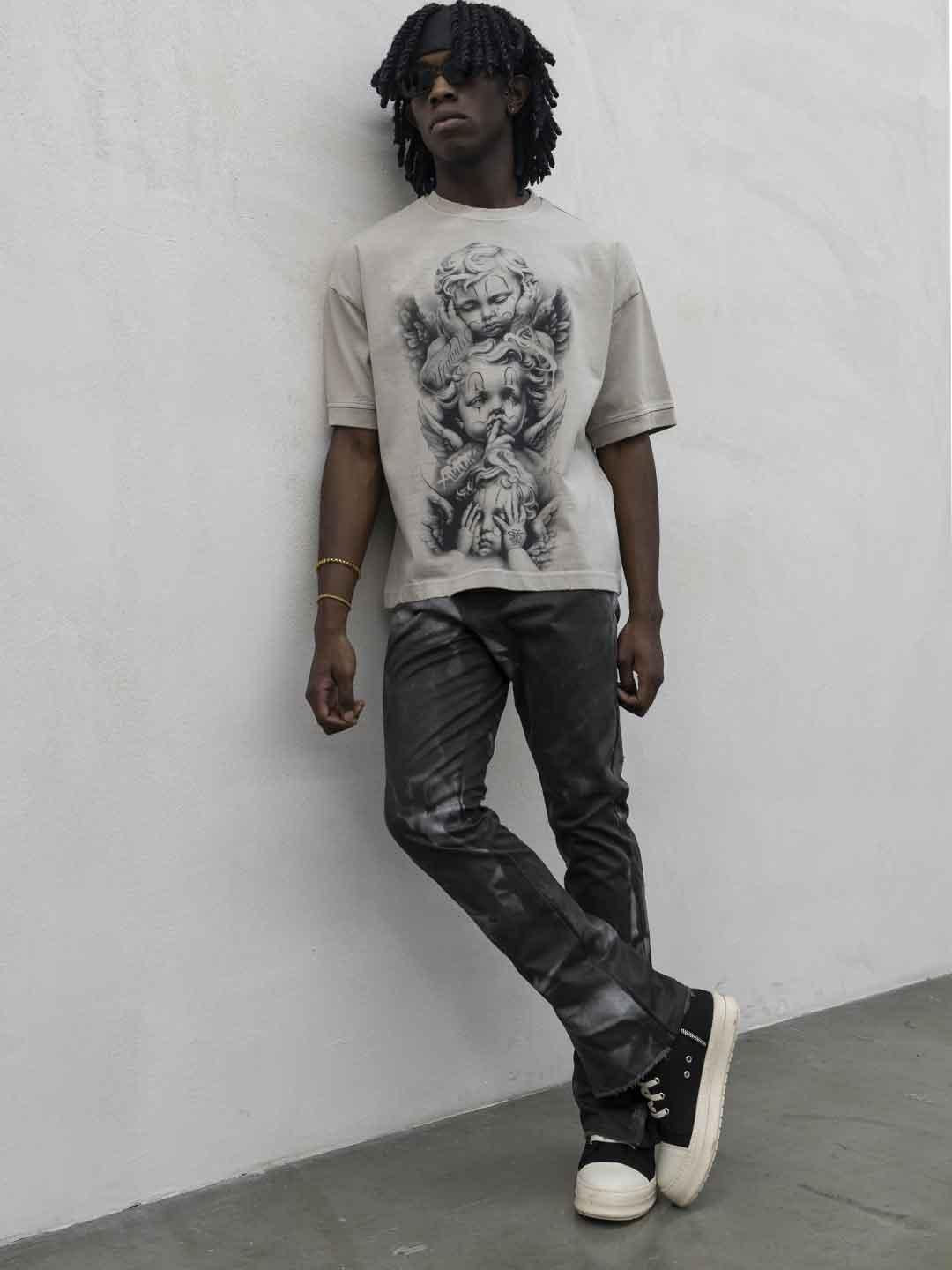 Present Day t-shirt beige con angeli PRS038 BEIGE PRESENT DAY