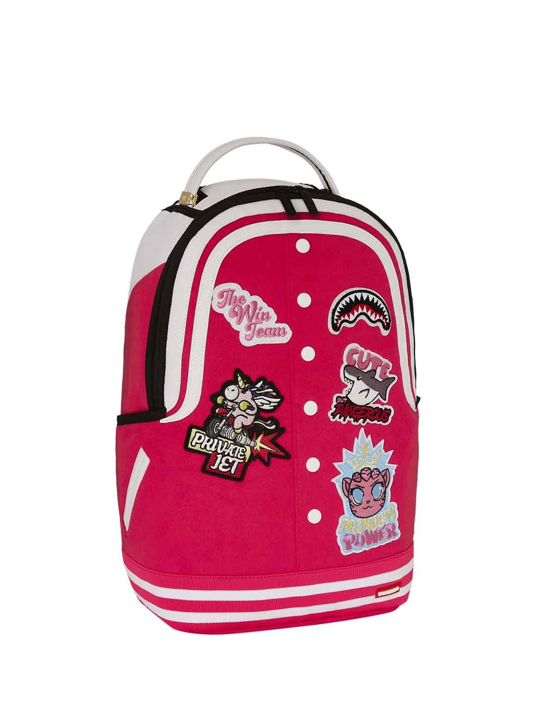 Sprayground Girl Varsity DLX zaino rosa con patch 910B7646NSZ ROSA SPRAYGROUND