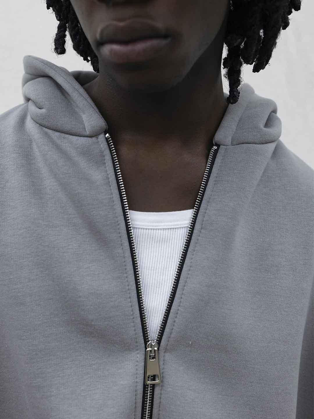 Present Day felpa grigio con cappuccio e zip PRS049 GRIGIO PRESENT DAY