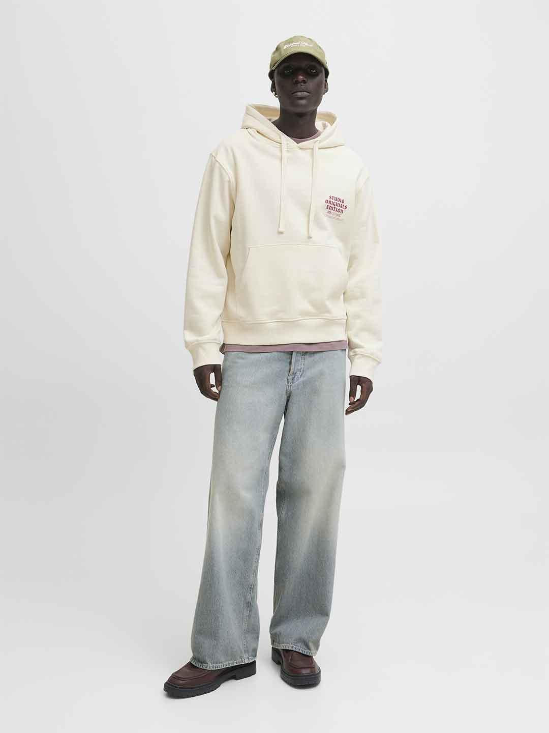 Jack & Jones felpa panna con cappuccio 12283868 PANNA JACK & JONES