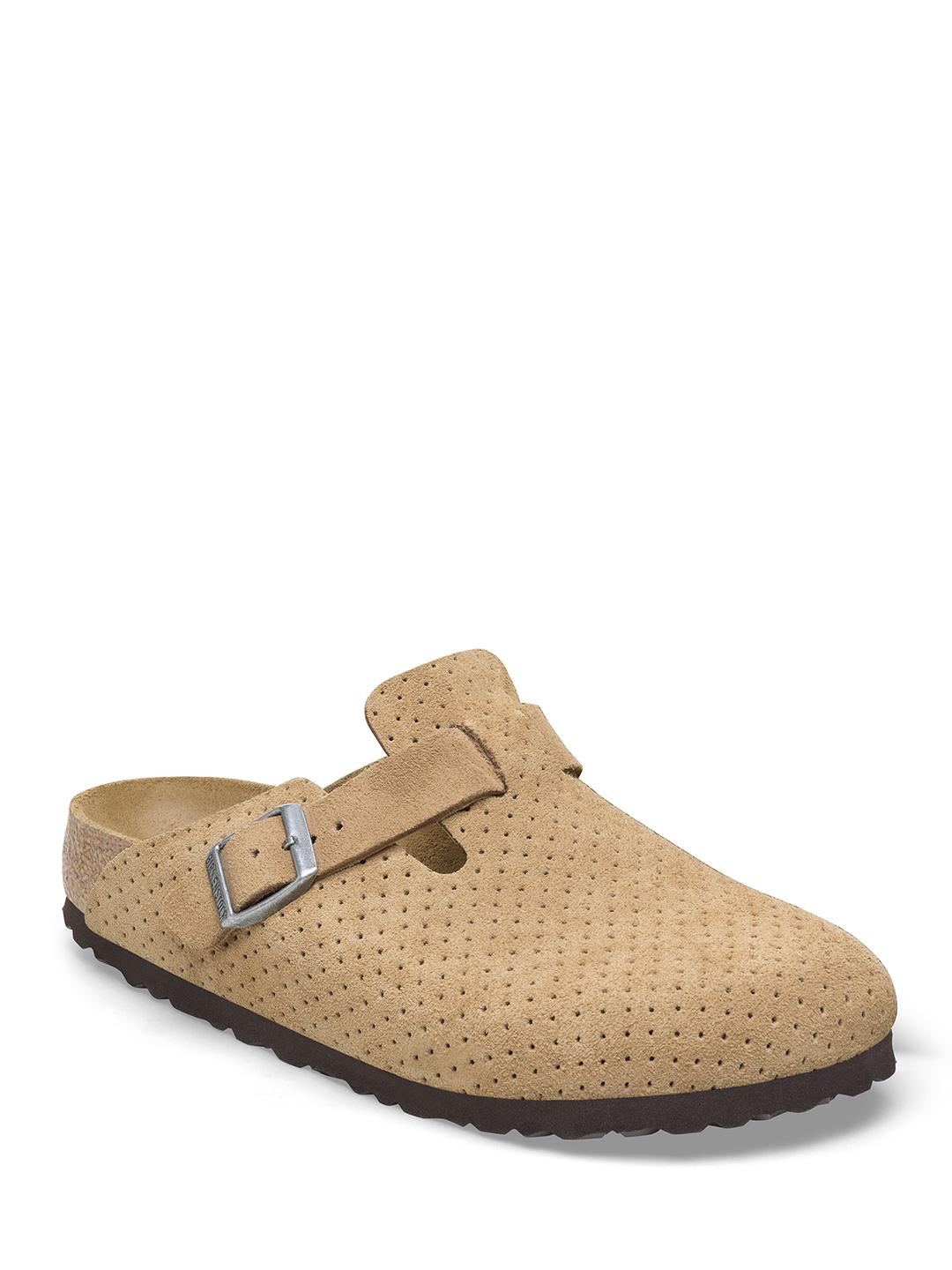 Birkenstock Boston sabot beige in pelle scamosciata stampata 1027014 BEIGE BIRKENSTOCK