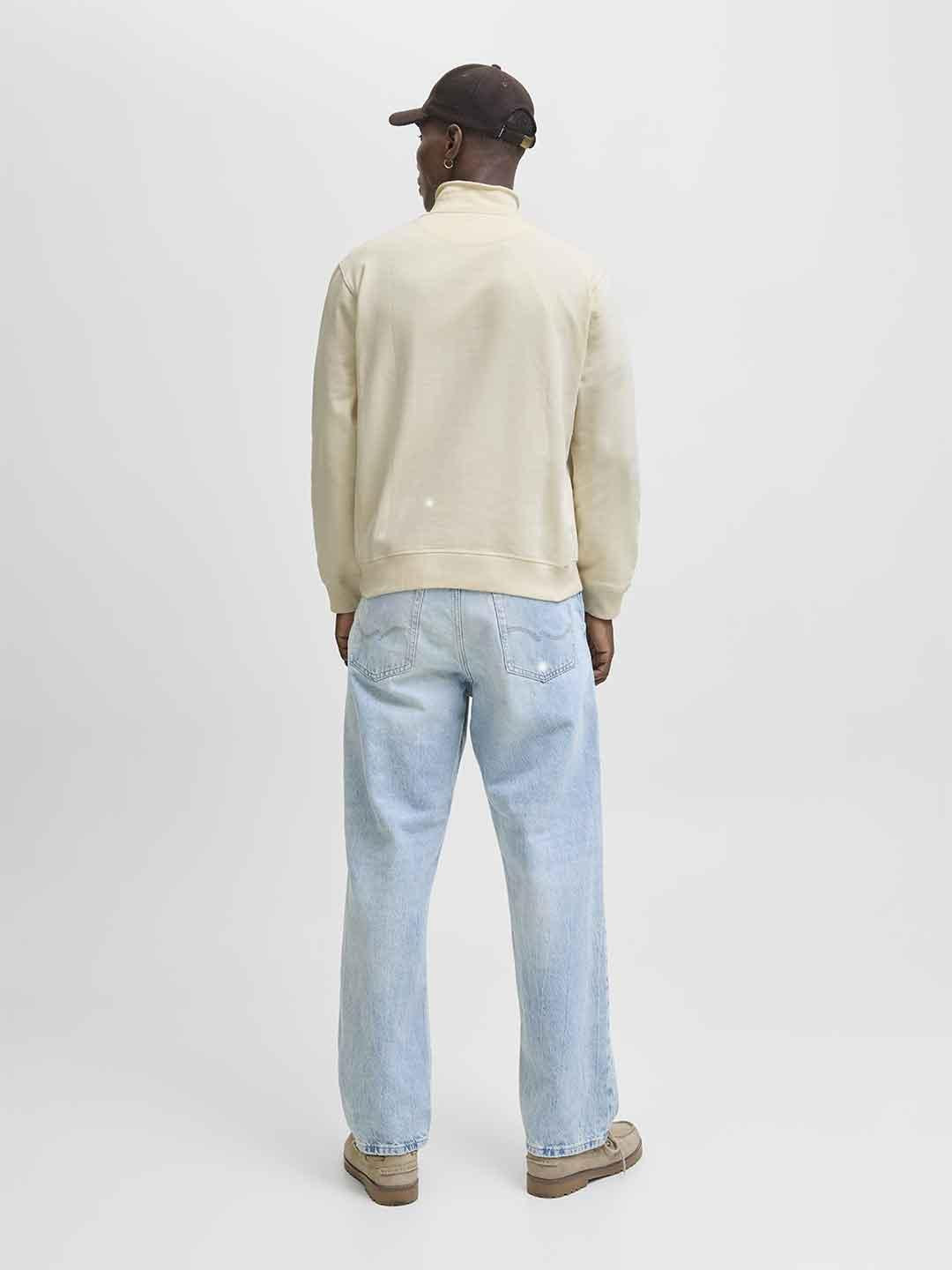 Jack & Jones felpa panna in pile con zip 12282899 PANNA JACK & JONES