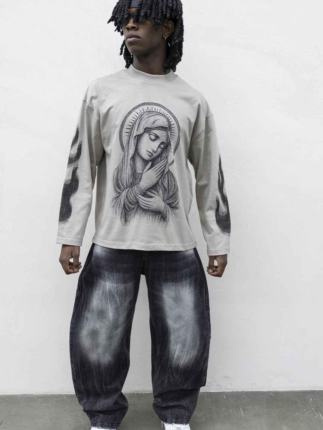 Present Day t-shirt fango con grafica madonna PRS071 FANGO PRESENT DAY