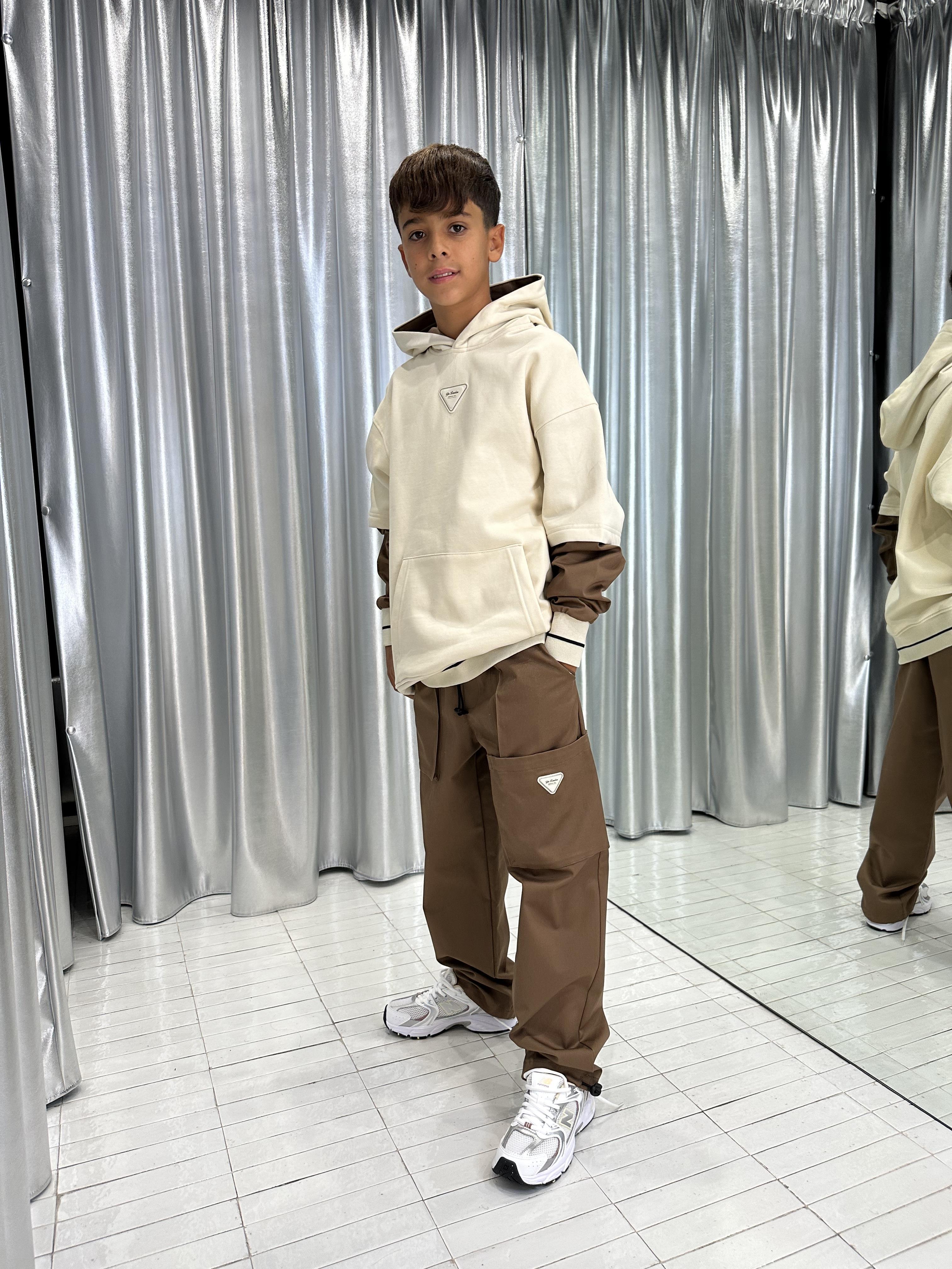 Yes London felpa kids panna con cappuccio JR5063 PANNA YES LONDON