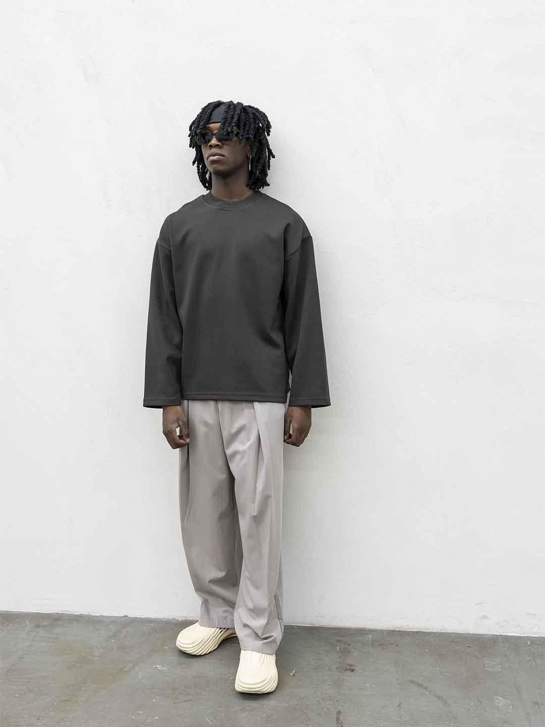 Present Day Long Perfect t-shirt marrone maniche lunghe PRS061 MARRONE PRESENT DAY