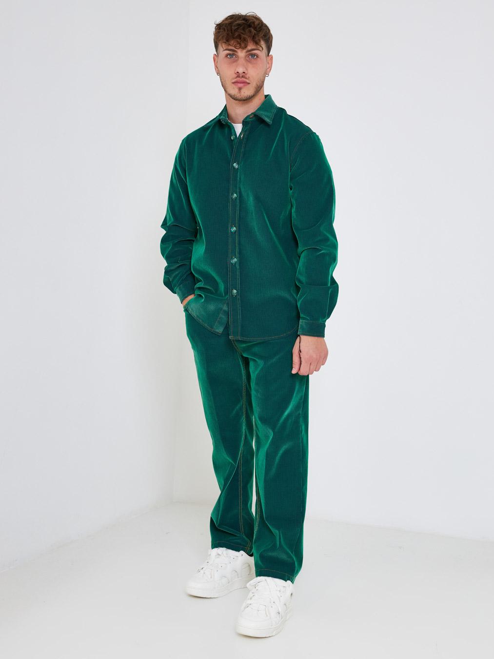3Dici camicia verde a coste CAU3DICI030 VERDE 3DICI