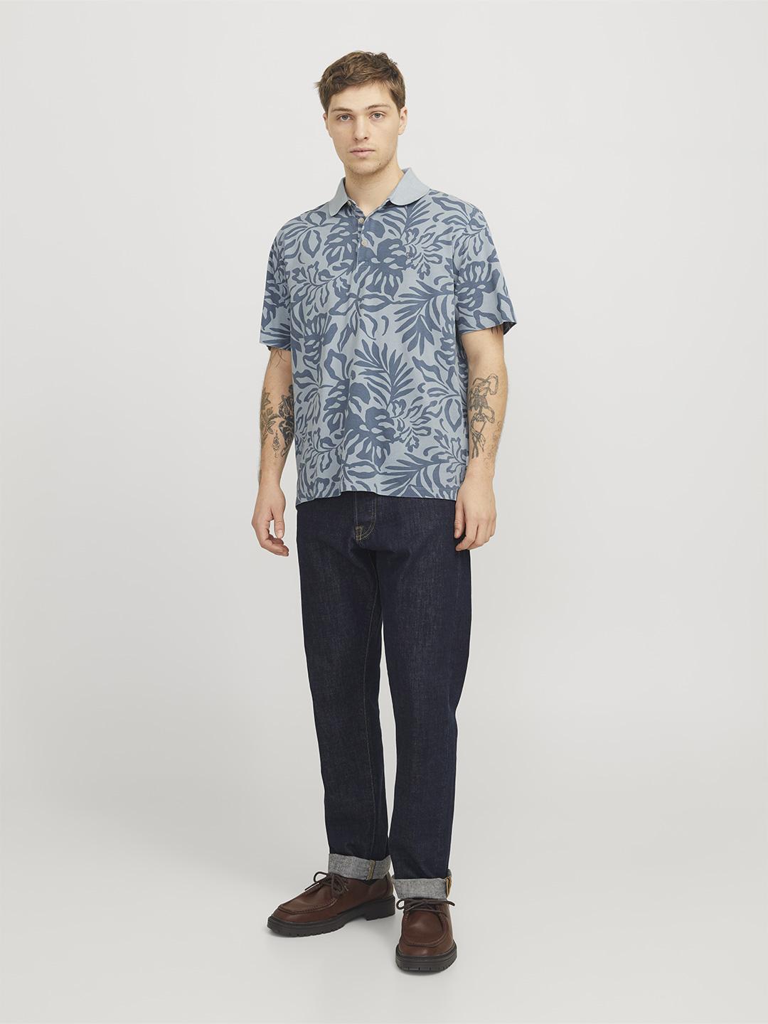 Jack & Jones polo azzurro a fantasia 12274187 AZZURRO JACK & JONES