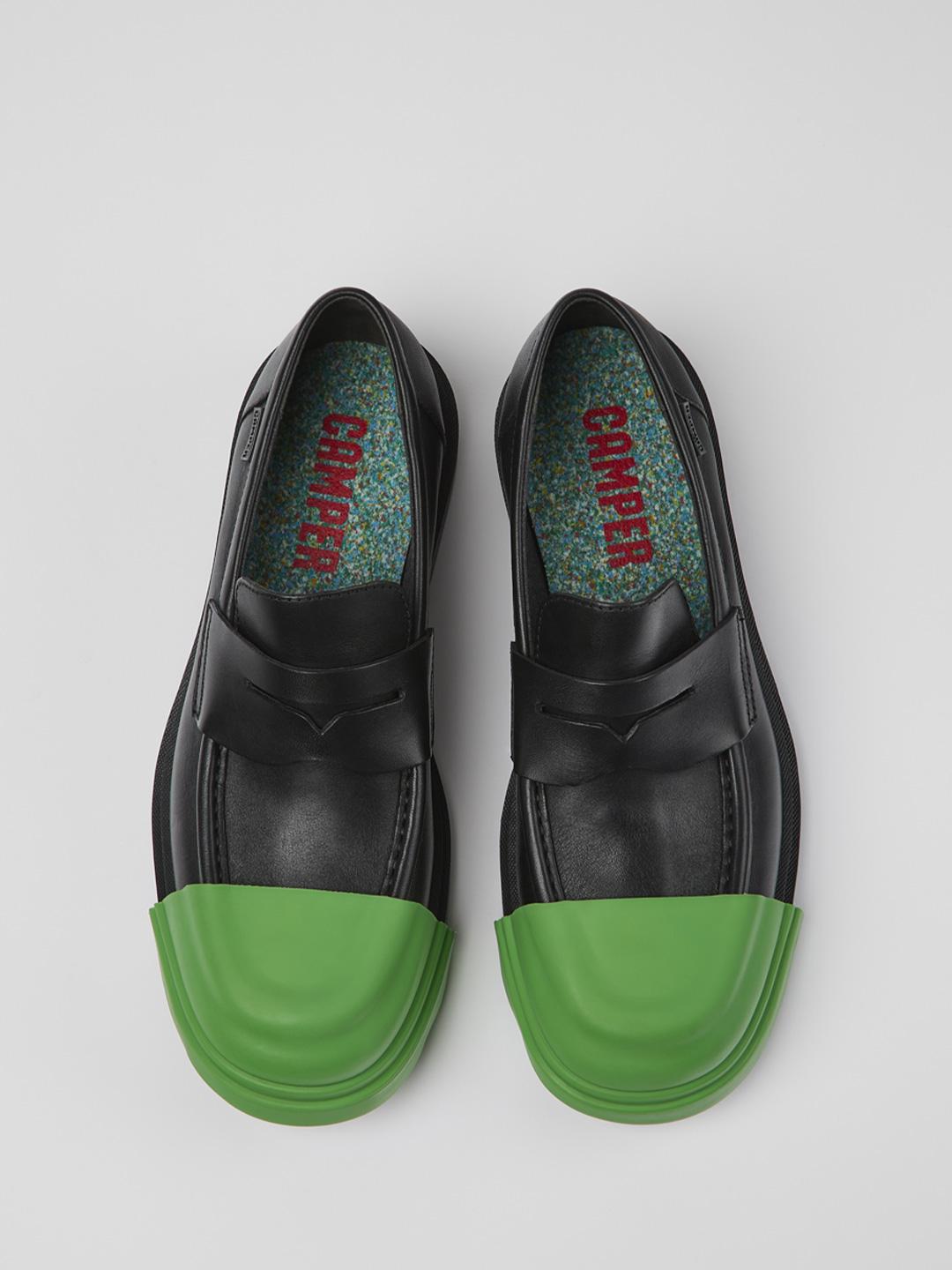 Camper Junction mocassino nero in pelle con punta verde in gomma removibile K100956-003 NERO CAMPER