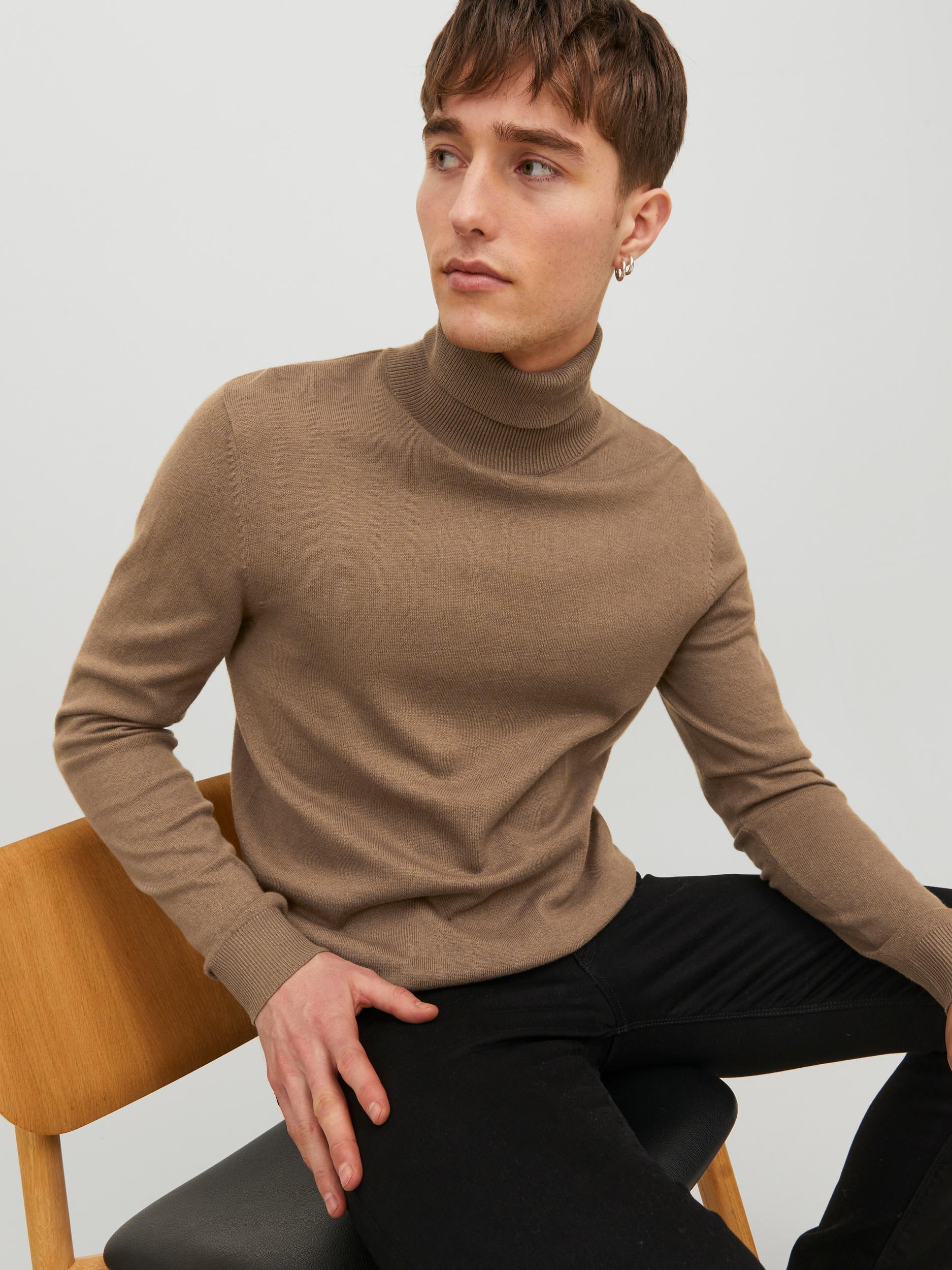 Jack & Jones maglione beige collo alto 12157417 BEIGE JACK & JONES