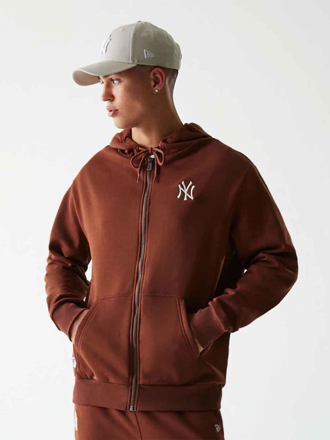 New Era felpa marrone NY con zip 60684464 MARRONE NEW ERA