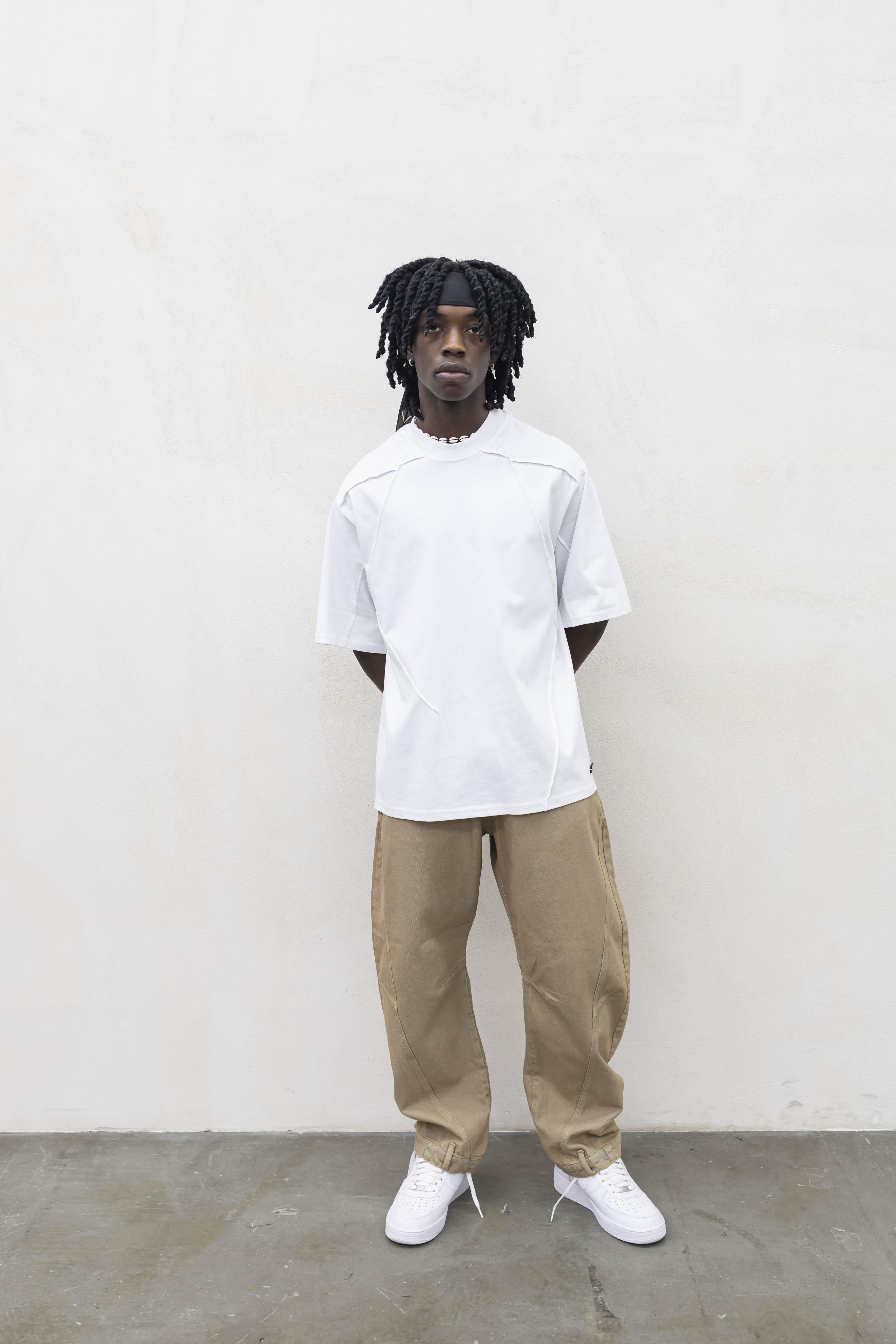 Present Day t-shirt bianco con cuciture PRS008 BIANCO PRESENT DAY