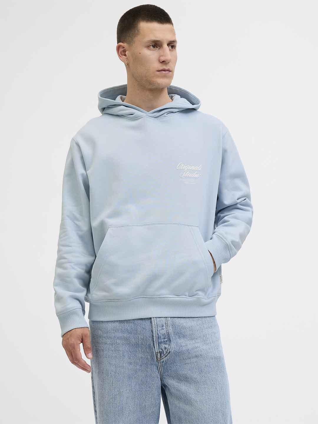 Jack & Jones felpa azzurro con cappuccio 12283054 AZZURRO JACK & JONES