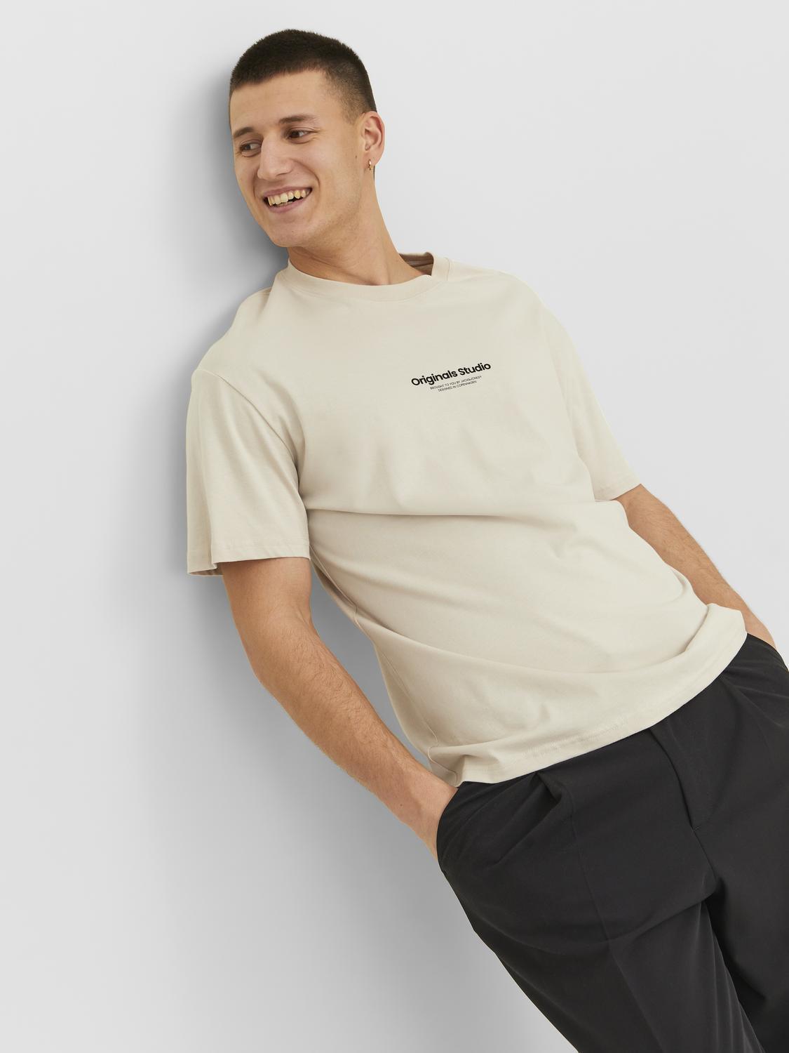 Jack & Jones t-shirt beige Originals Studio 12240121 BEIGE JACK & JONES