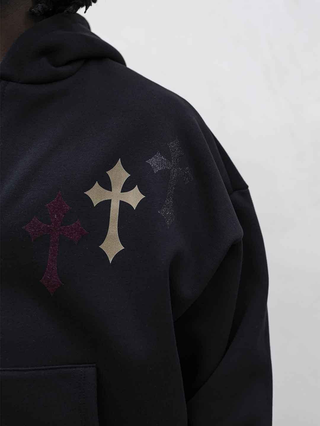 Tokyo felpa nero con croci e zip RB001 NERO TOKYO