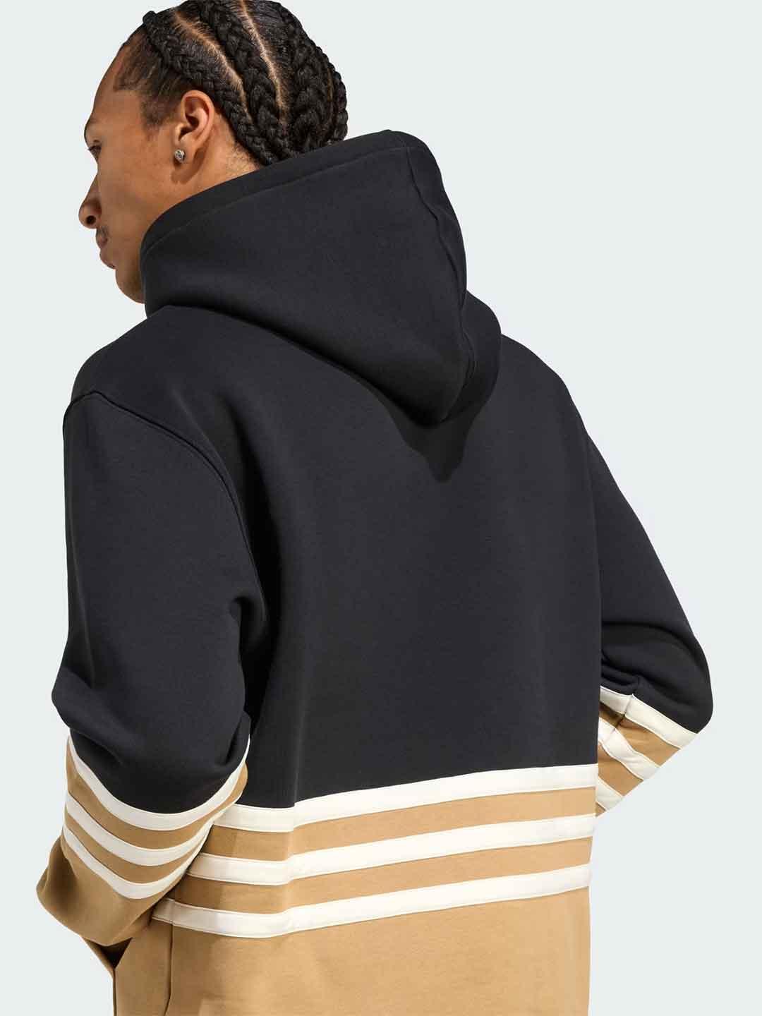 Adidas felpa nero con logo beige JY2797 NERO ADIDAS