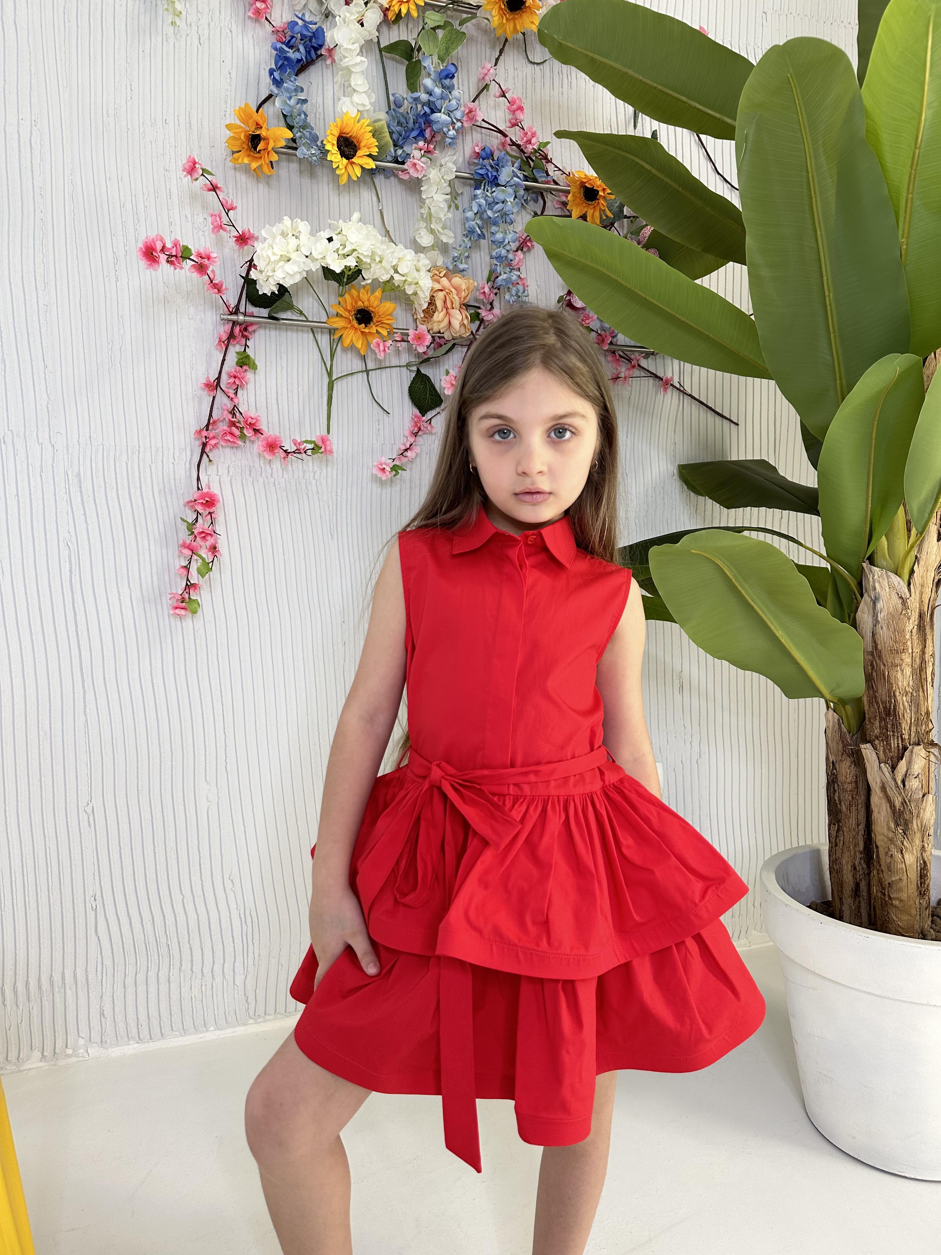 Vicolo abito kids rosso con balze 3146V00352 ROSSO VICOLO