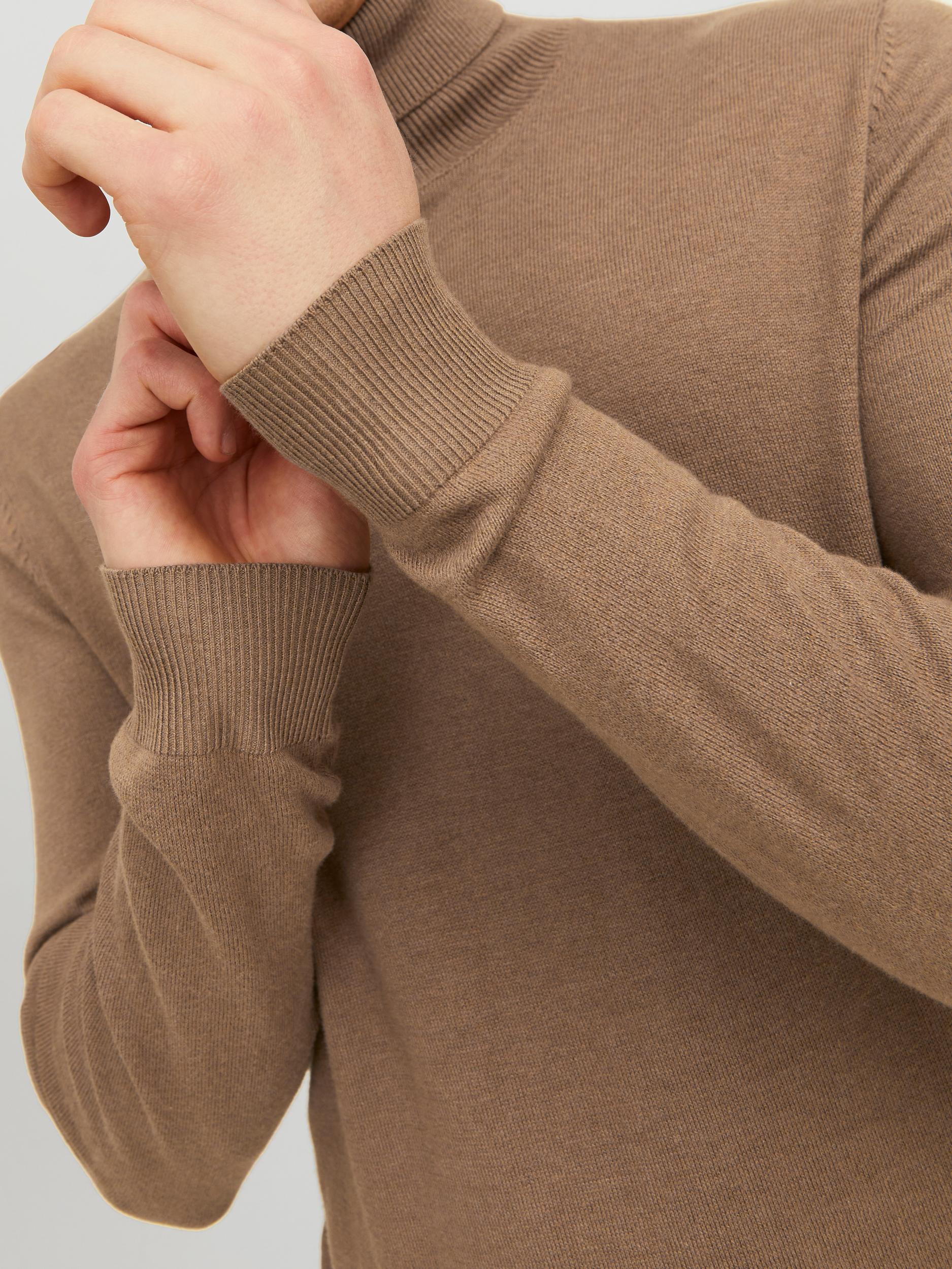 Jack & Jones maglione beige collo alto 12157417 BEIGE JACK & JONES