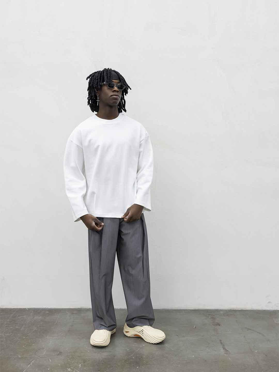Present Day Long Perfect t-shirt bianco maniche lunghe PRS061 BIANCO PRESENT DAY