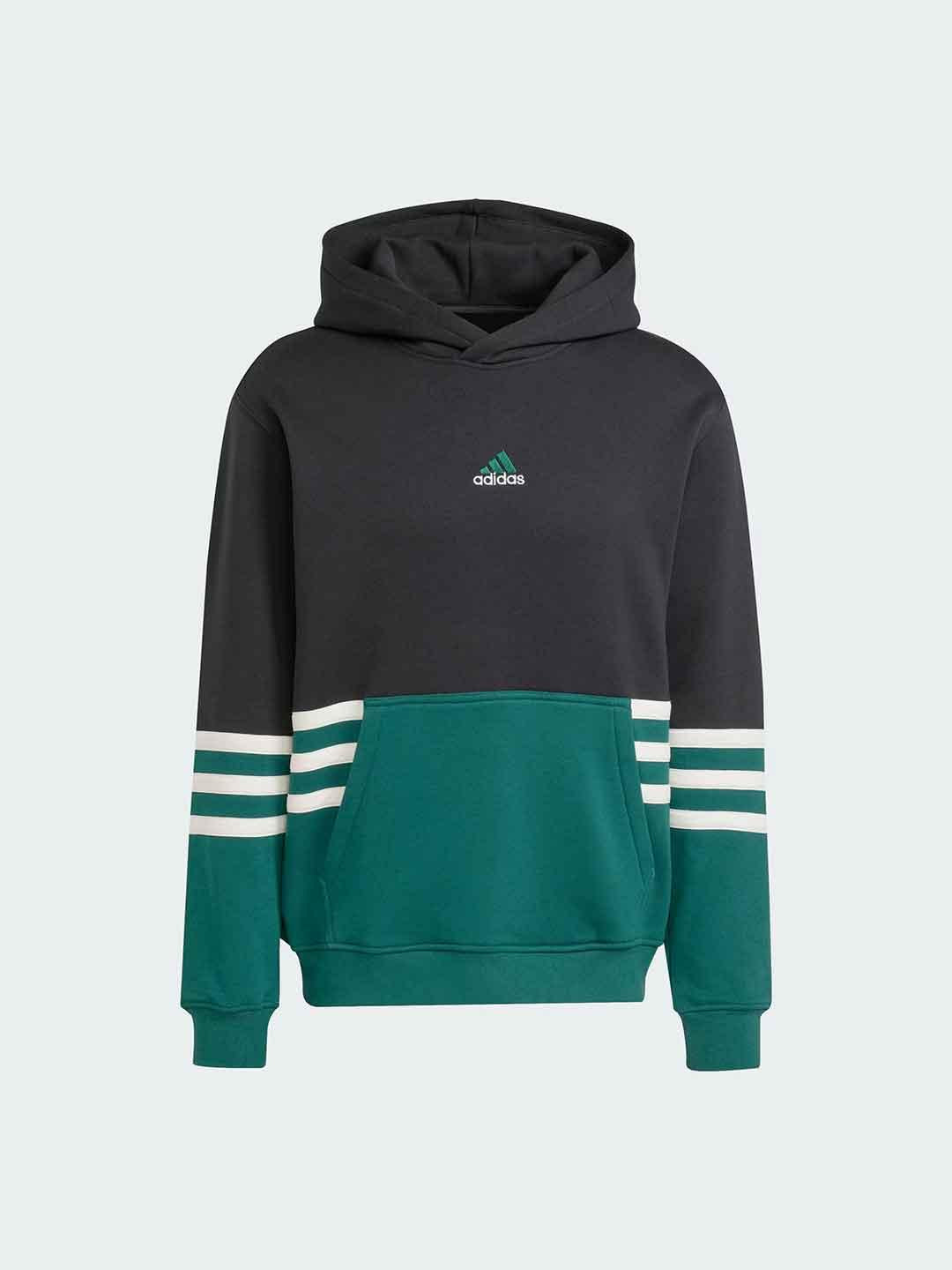 Adidas felpa nero con logo verde JY2798 NERO ADIDAS