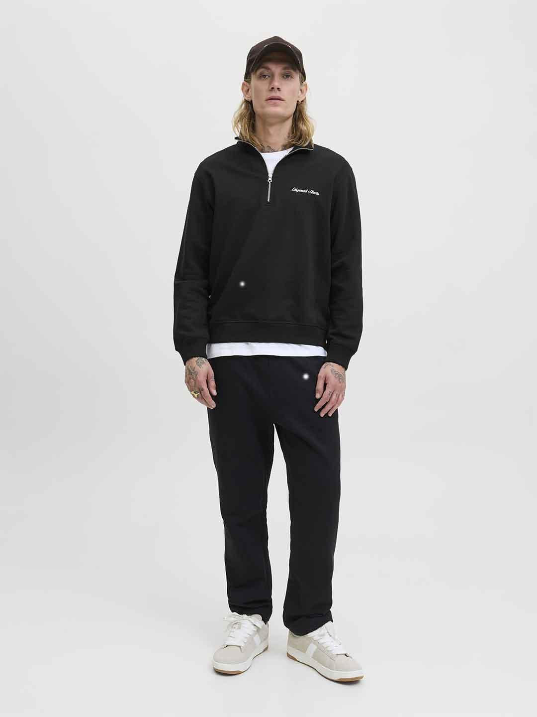 Jack & Jones felpa nero in pile con zip 12282899 NERO JACK & JONES