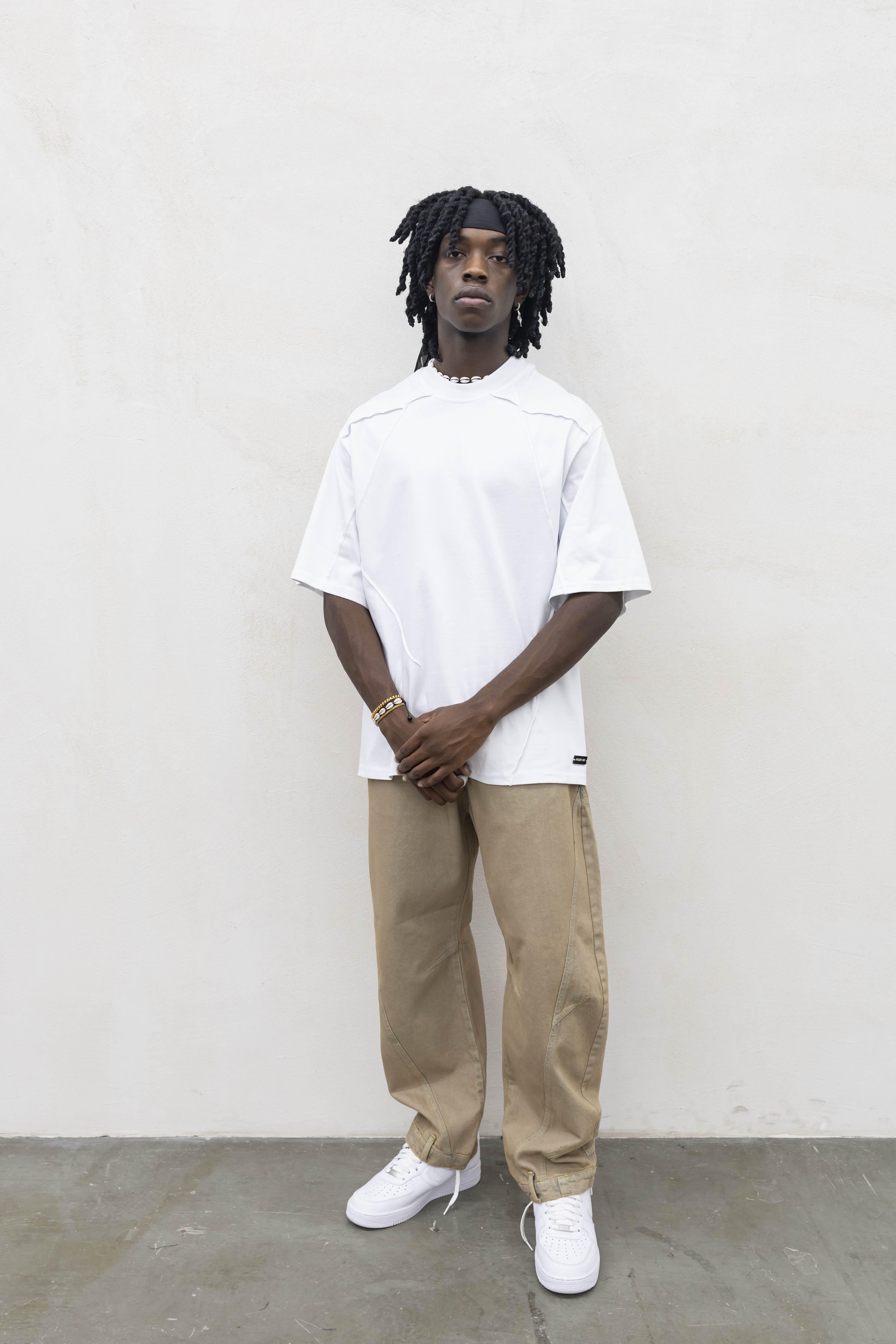 Present Day t-shirt bianco con cuciture PRS008 BIANCO PRESENT DAY