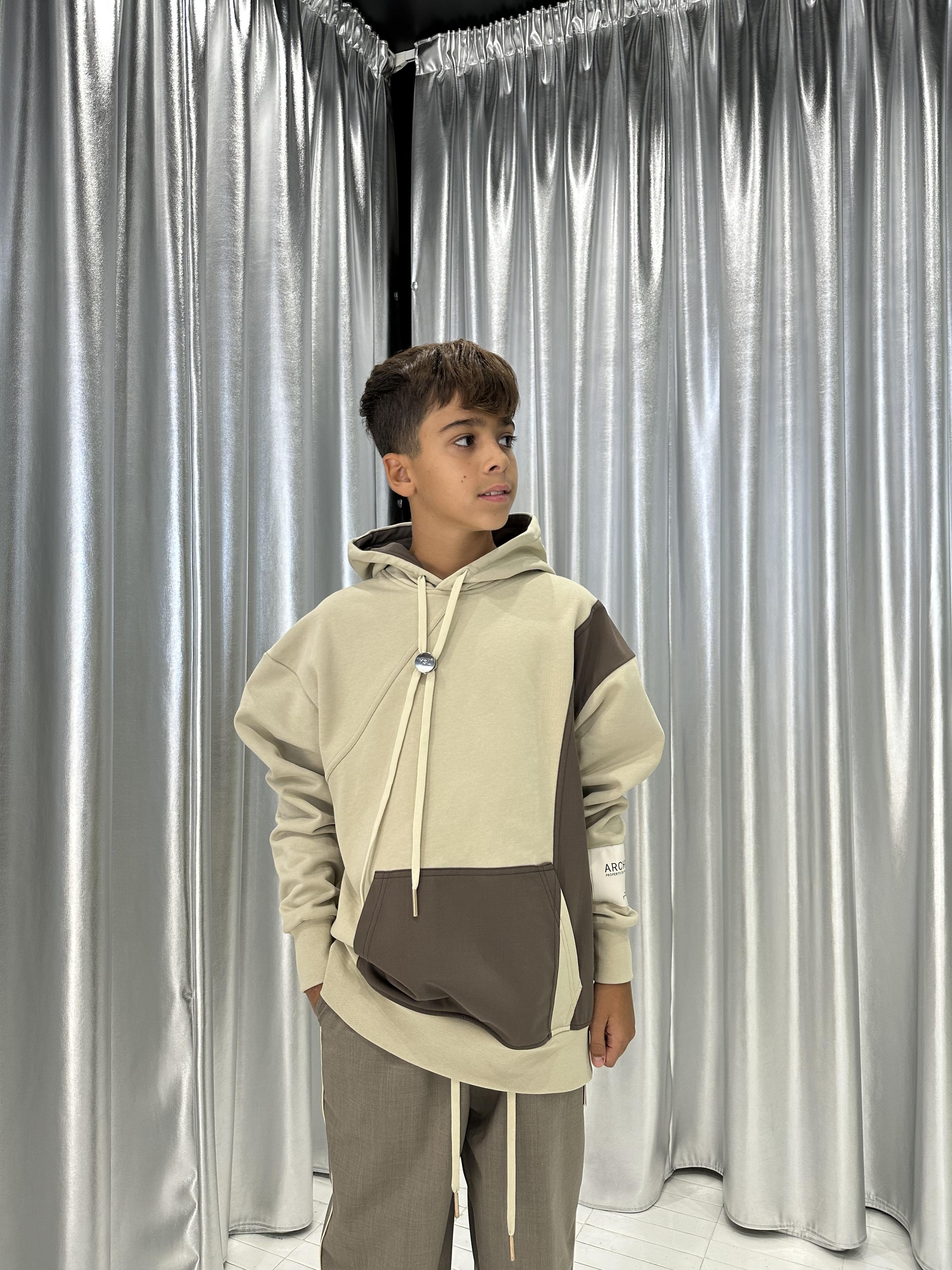 Yes London felpa kids beige con cappuccio JR5064 BEIGE YES LONDON