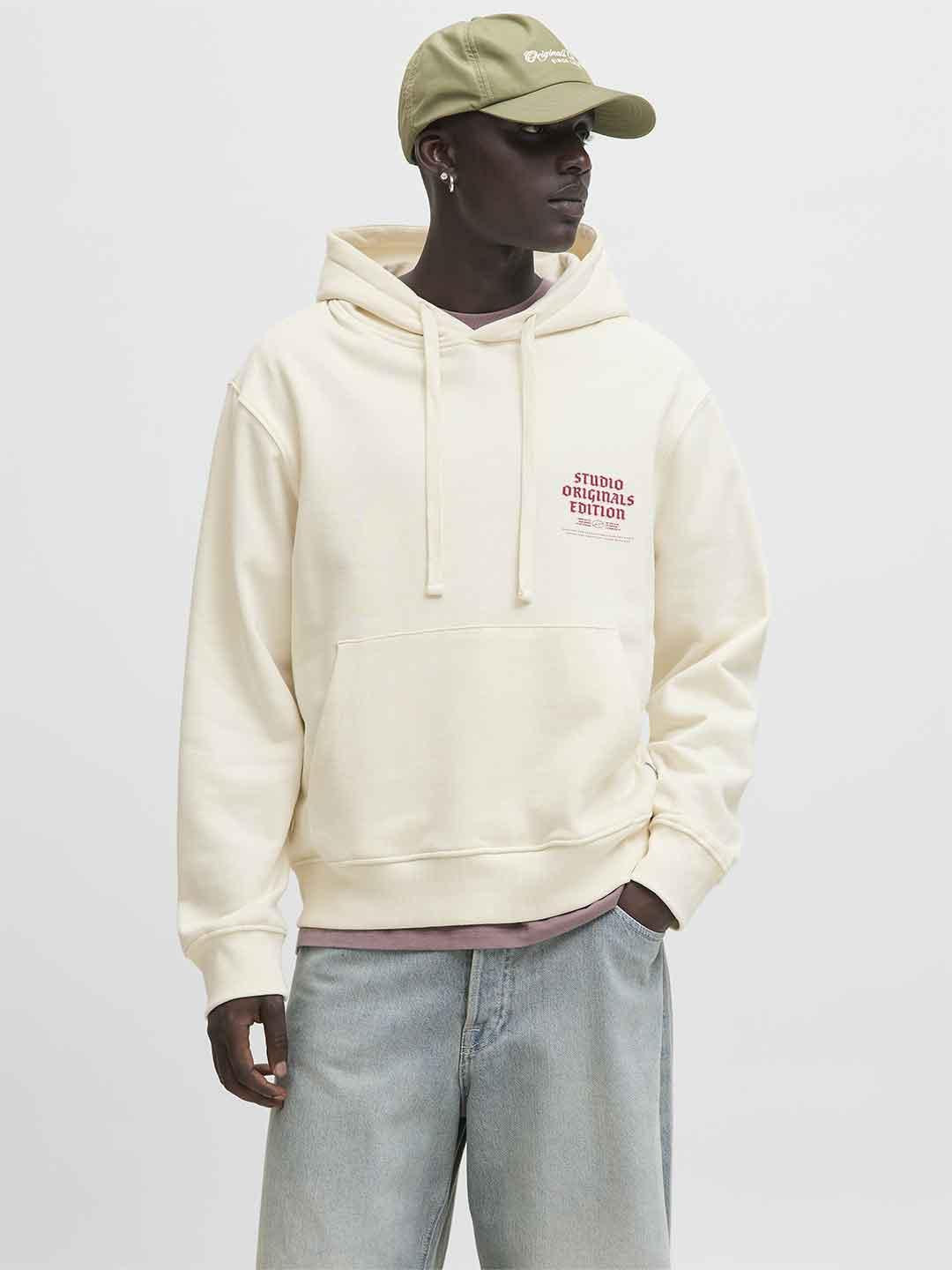 Jack & Jones felpa panna con cappuccio 12283868 PANNA JACK & JONES