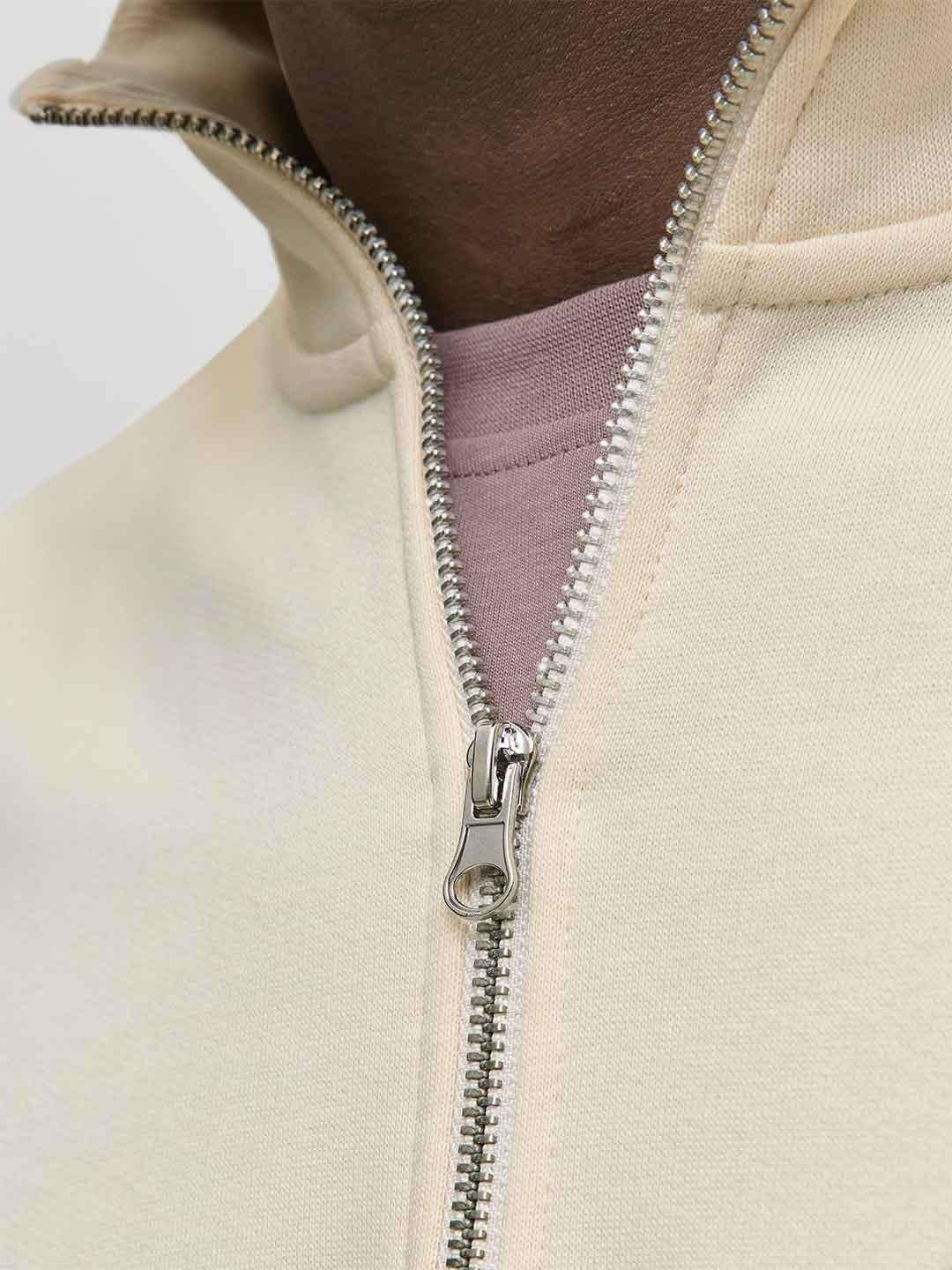 Jack & Jones felpa panna in pile con zip 12282899 PANNA JACK & JONES