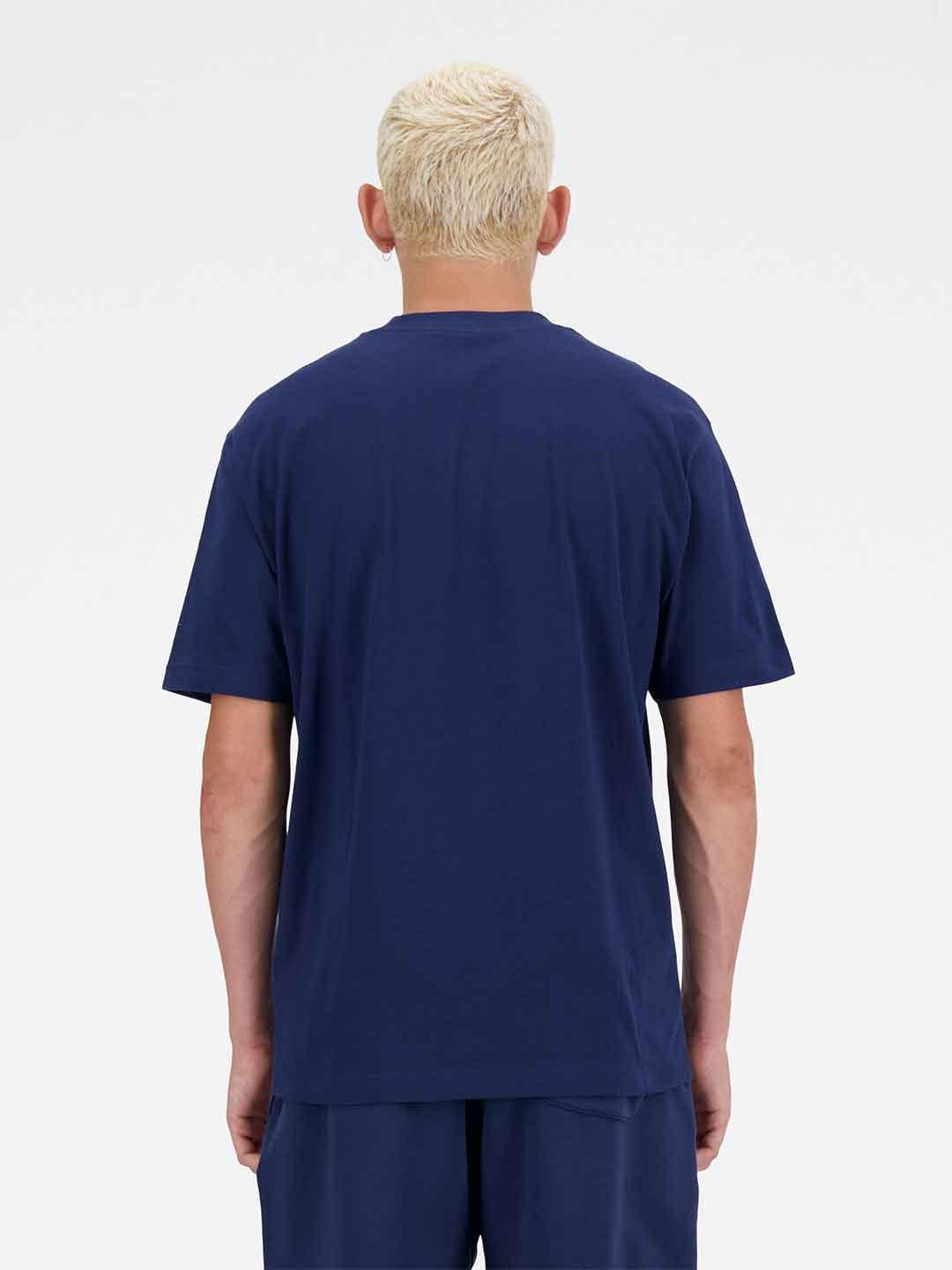New Balance t-shirt blu con logo bianco MT41509NNY BLU NEW BALANCE