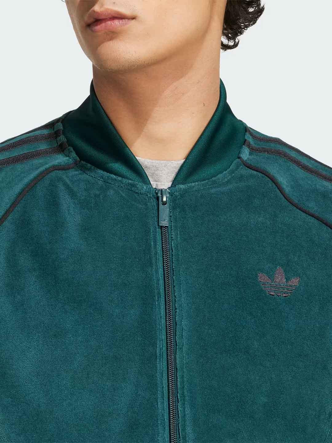 Adidas felpa verde in ciniglia JX1564 VERDE ADIDAS