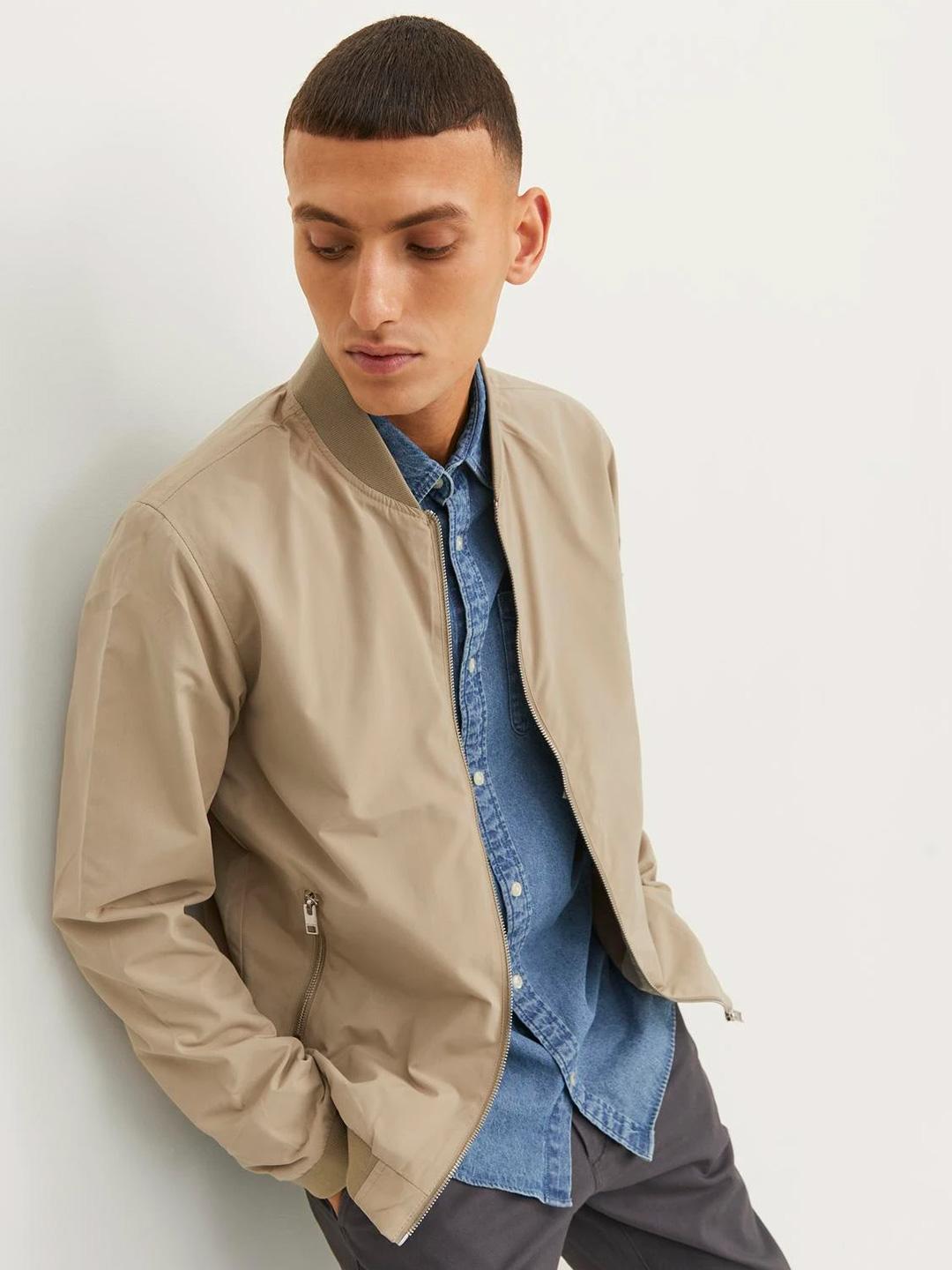 Jack & Jones giubbino beige bomber con colletto baseball 12165203 BEIGE JACK & JONES