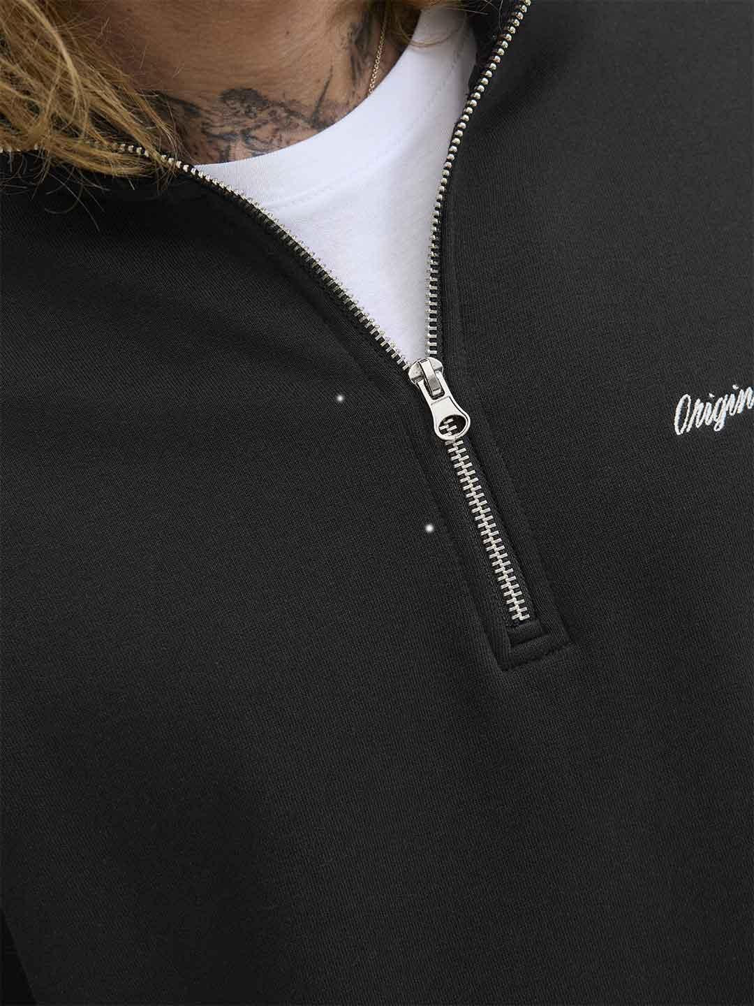 Jack & Jones felpa nero in pile con zip 12282899 NERO JACK & JONES