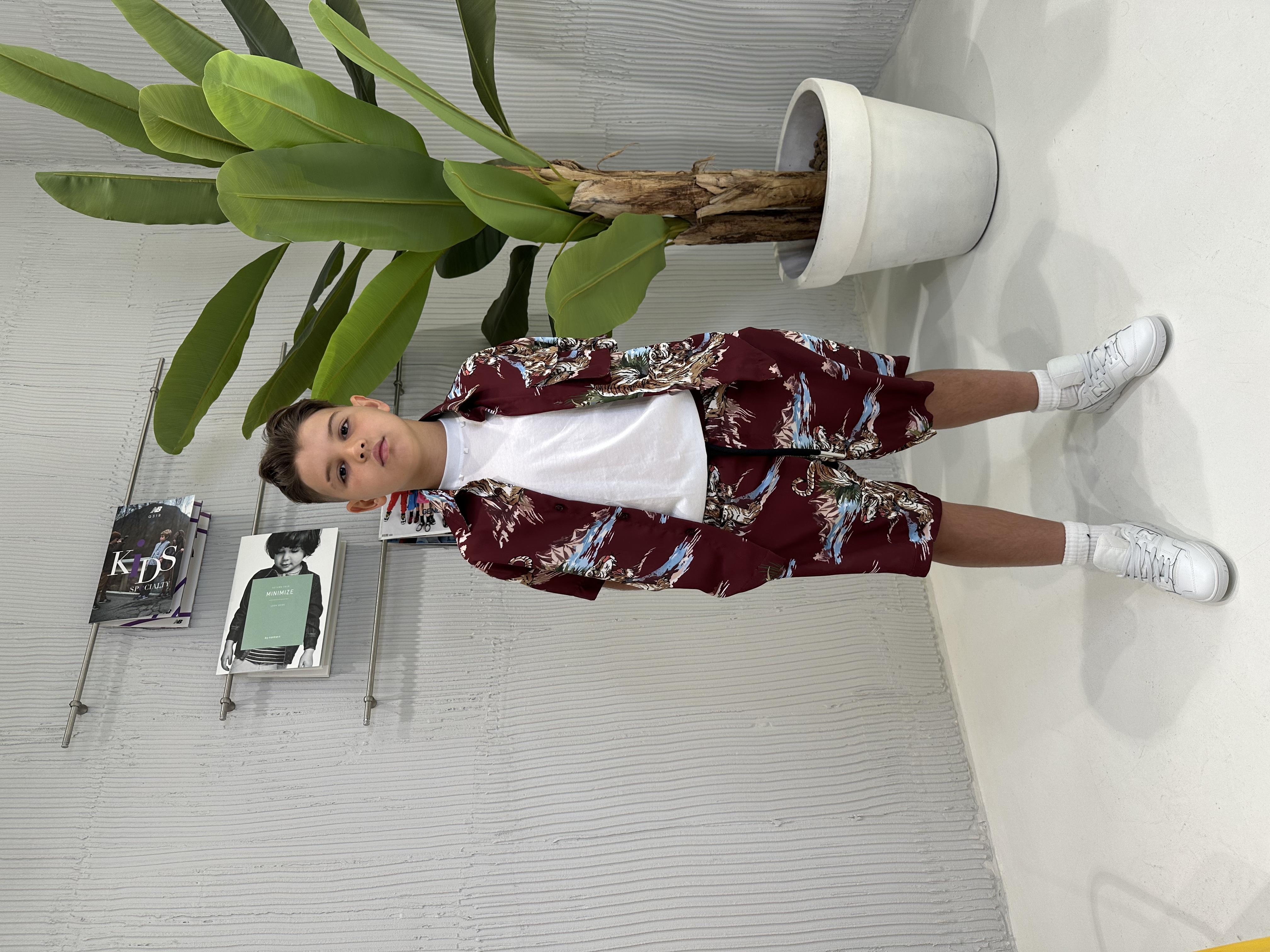 Yes London camicia kids bordeaux a fantasia JR6022 FANTASIA YES LONDON