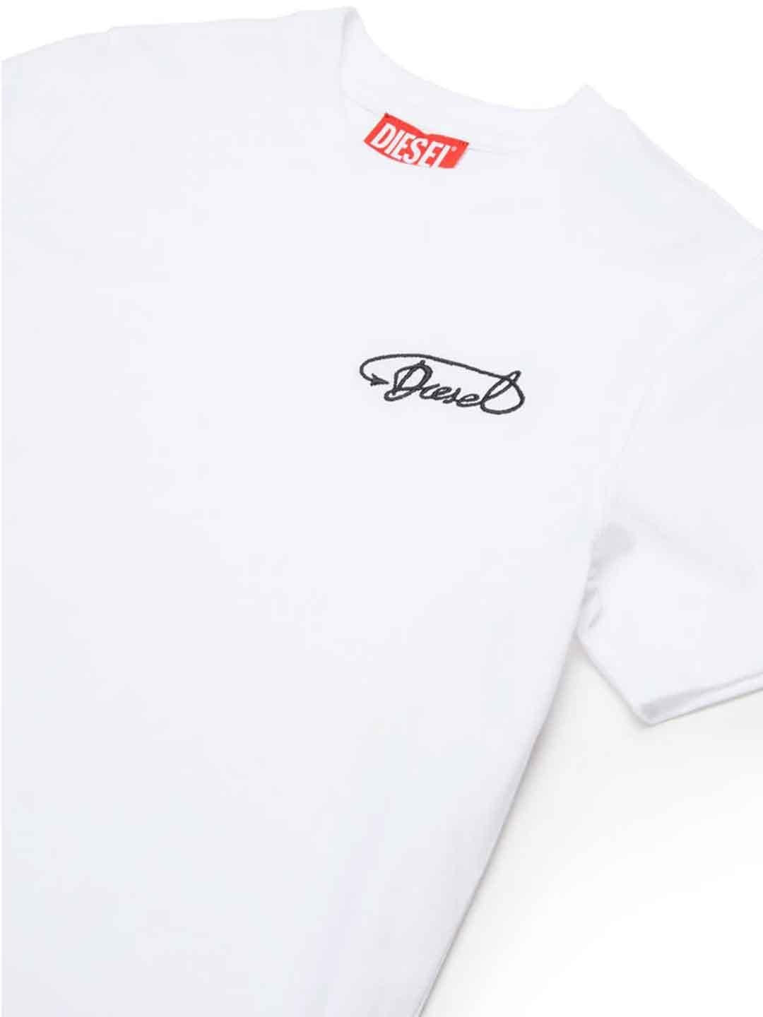Diesel t-shirt kids bianco con logo ricamato J0256 0CATM BIANCO DIESEL