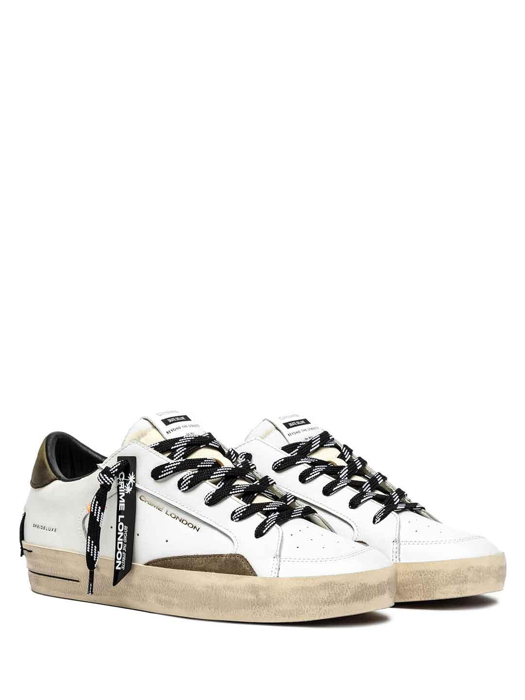 Crime Sk8 Deluxe sneakers bianco con tab verde 11109 BIANCO CRIME