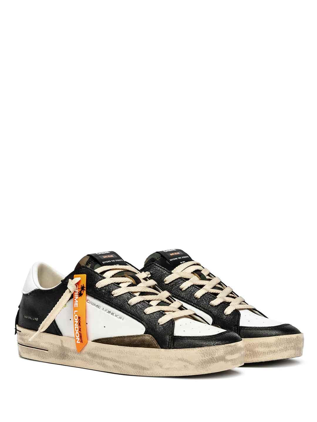 Crime Sk8 Deluxe sneakers bianco linguetta mimetica 11105 BIANCO CRIME