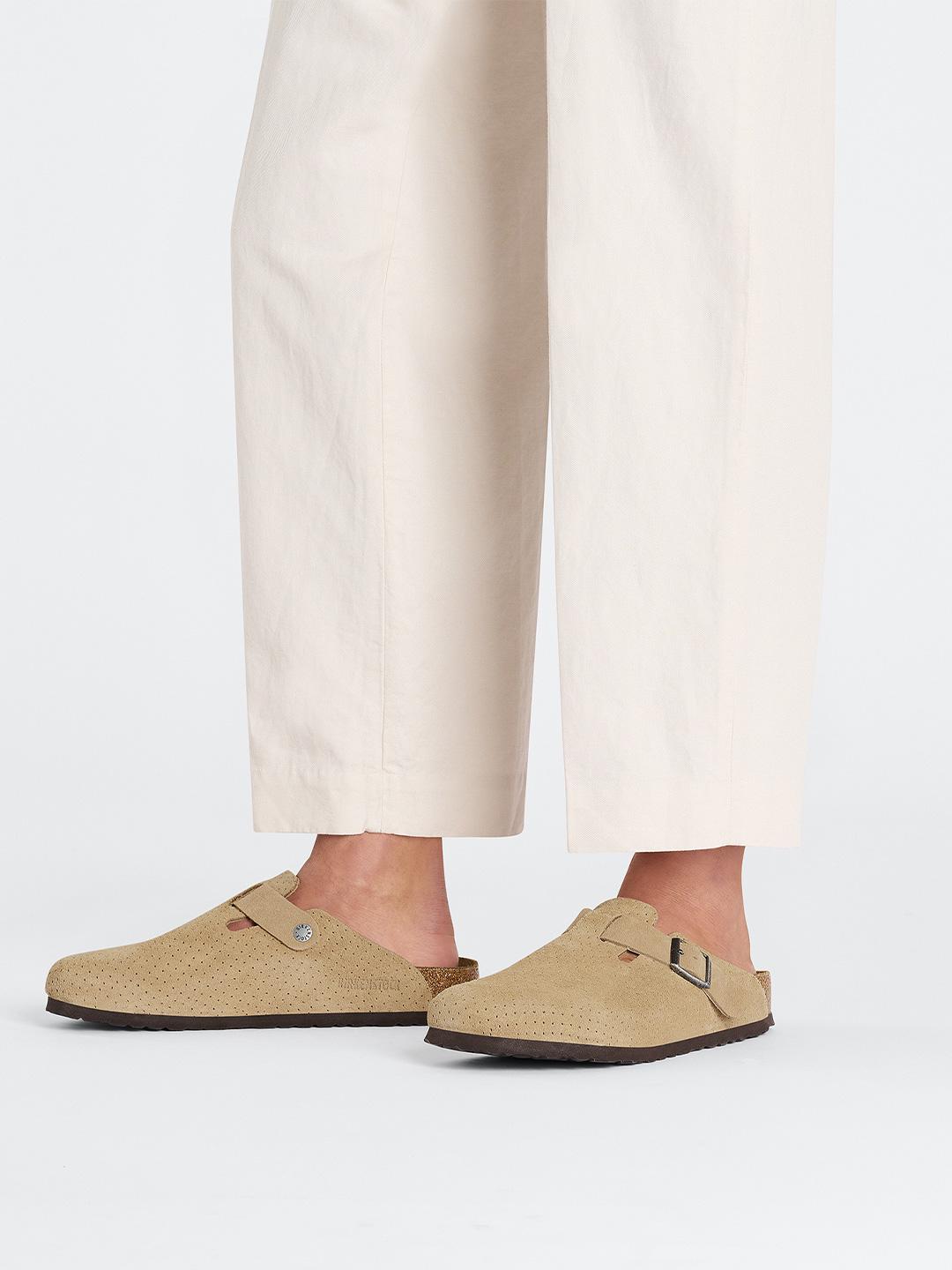 Birkenstock Boston sabot beige in pelle scamosciata stampata 1027014 BEIGE BIRKENSTOCK