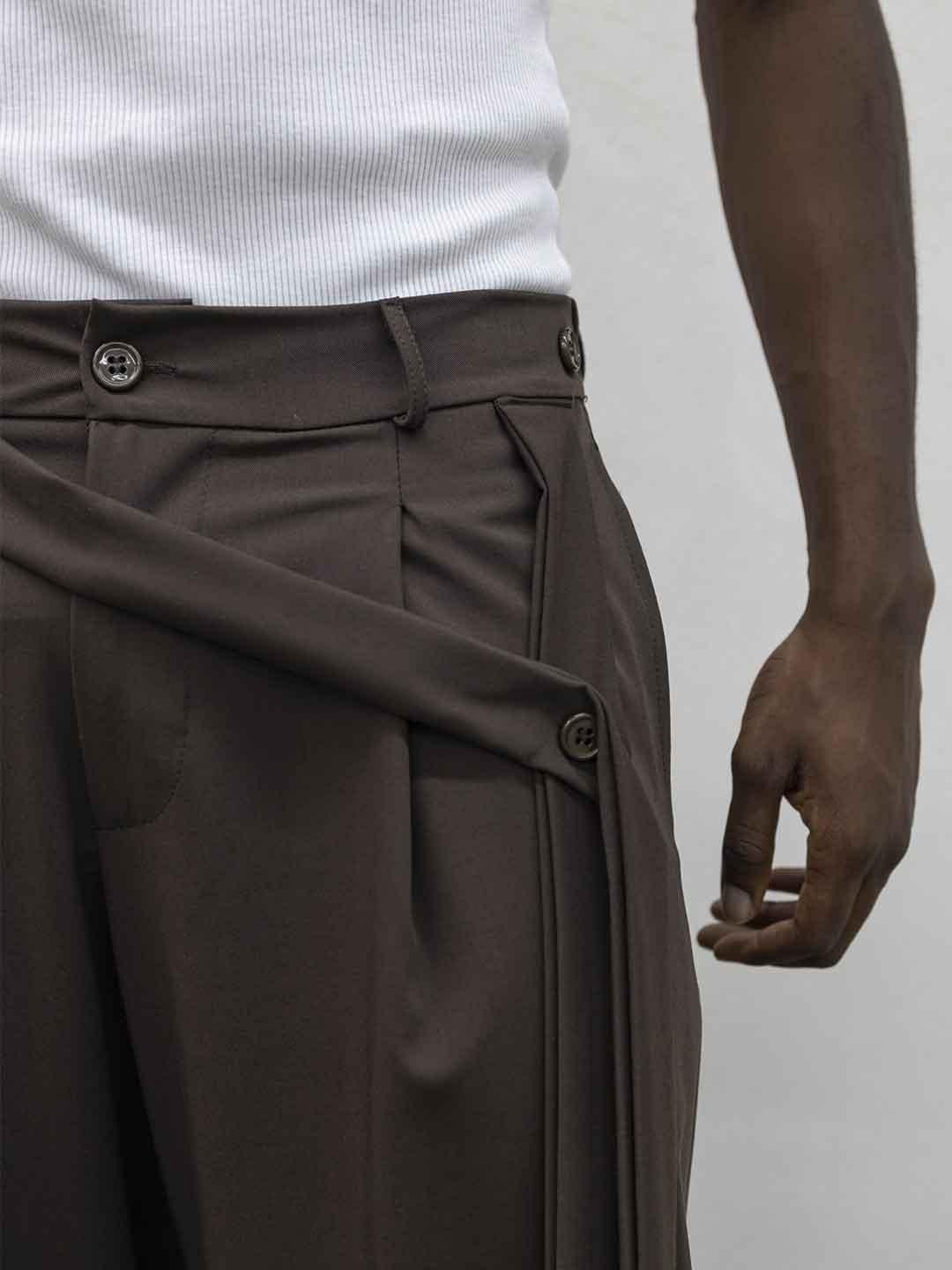 Present Day pantalone marrone con cintura PRS029 MARRONE PRESENT DAY