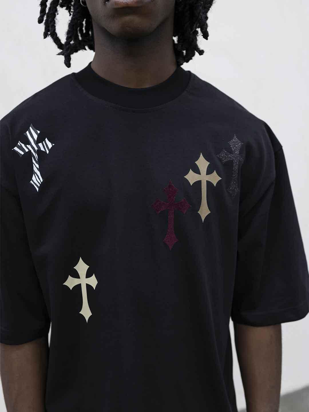 Tokyo t-shirt nero con croci RB003 NERO TOKYO