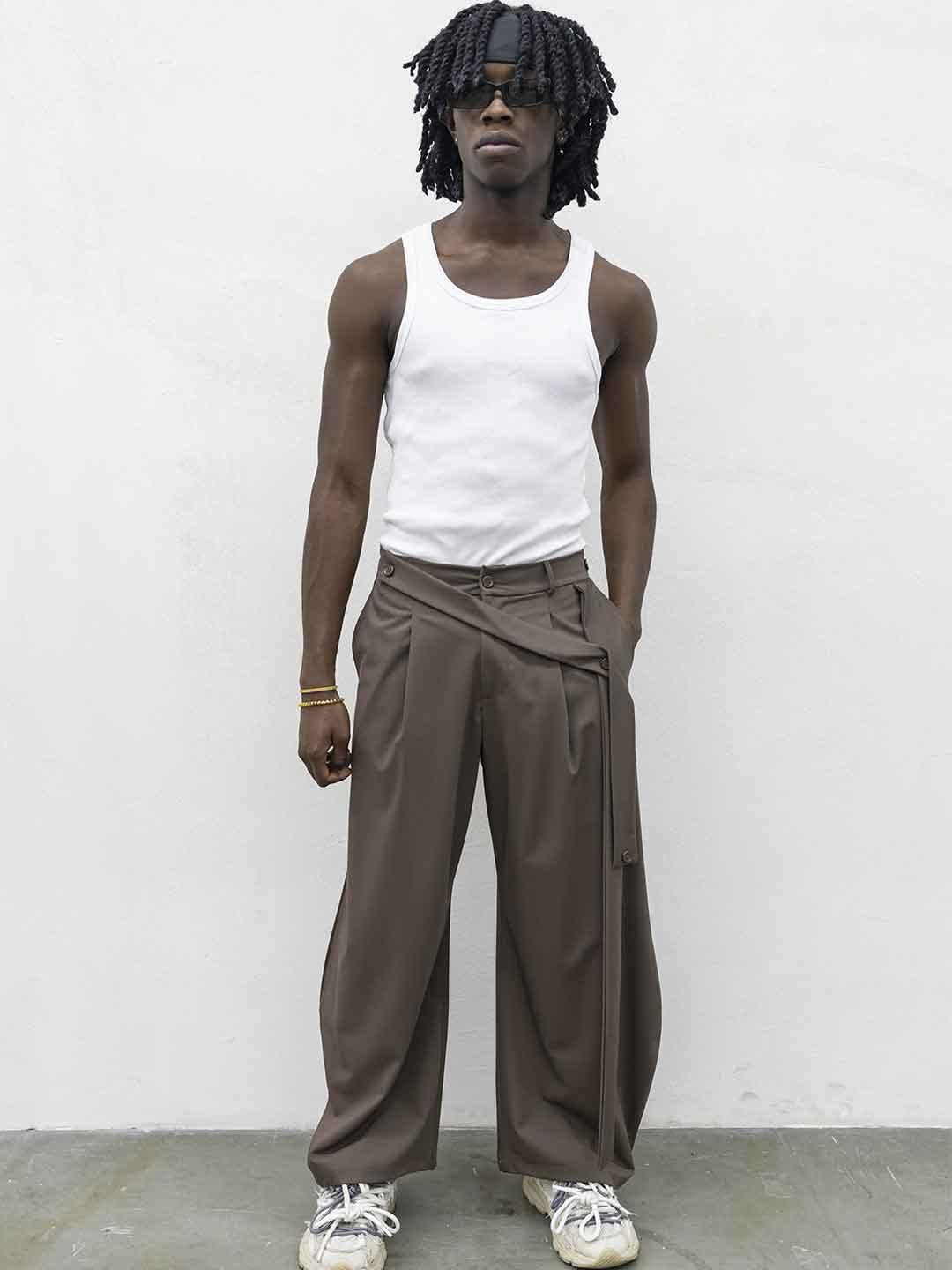 Present Day pantalone marrone con cintura PRS029 MARRONE PRESENT DAY