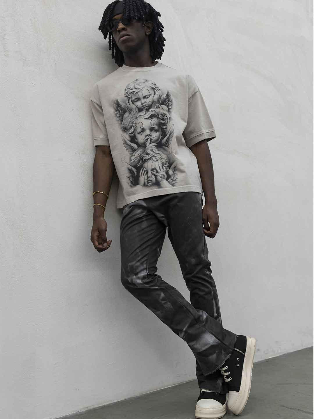 Present Day t-shirt beige con angeli PRS038 BEIGE PRESENT DAY