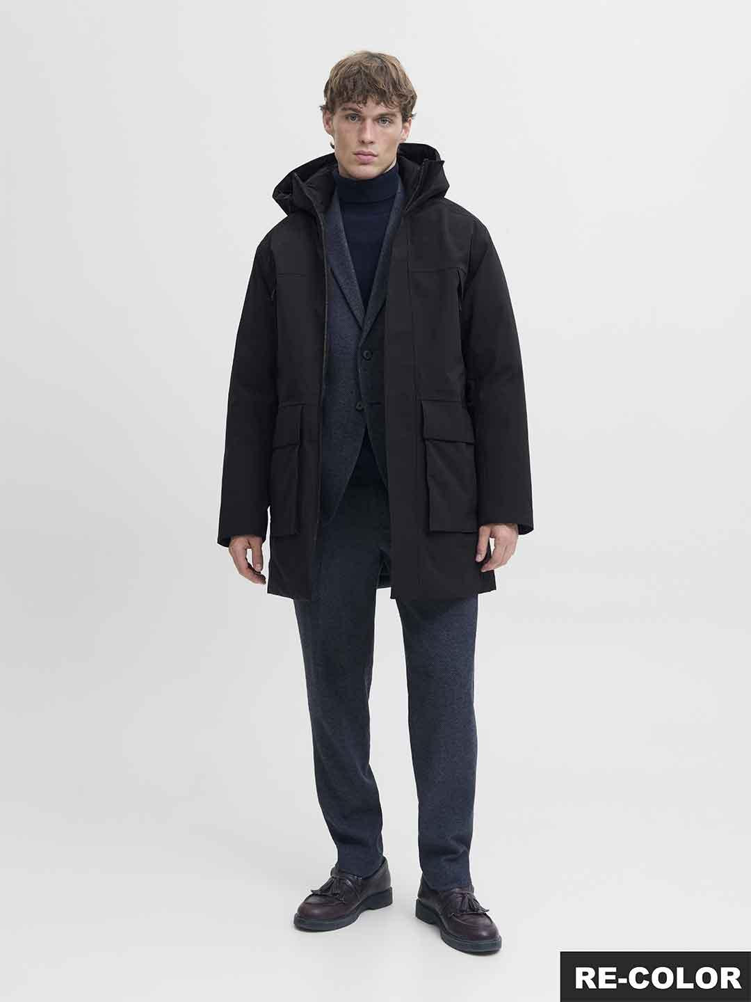 Jack & Jones giubbino nero lungo 12280904 NERO JACK & JONES