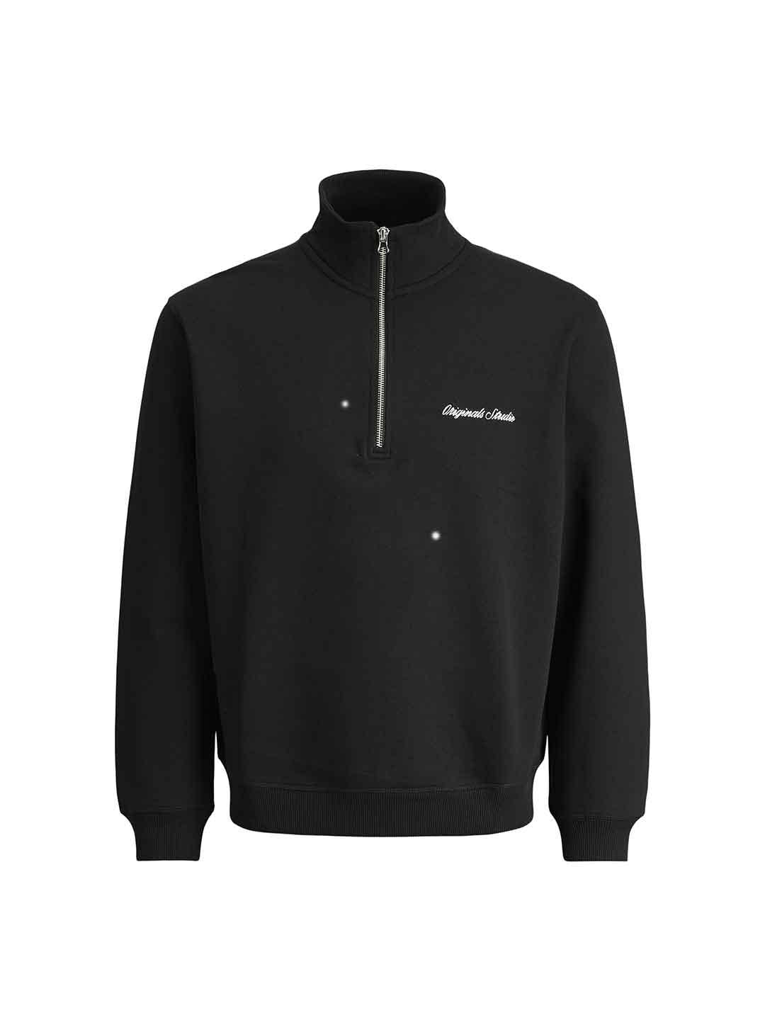 Jack & Jones felpa nero in pile con zip 12282899 NERO JACK & JONES