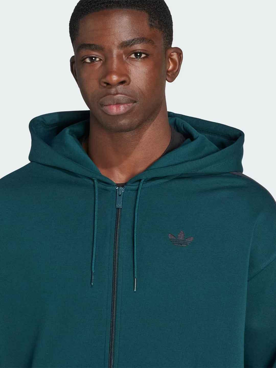 Adidas felpa verde con zip e cappuccio JX1549 VERDE ADIDAS