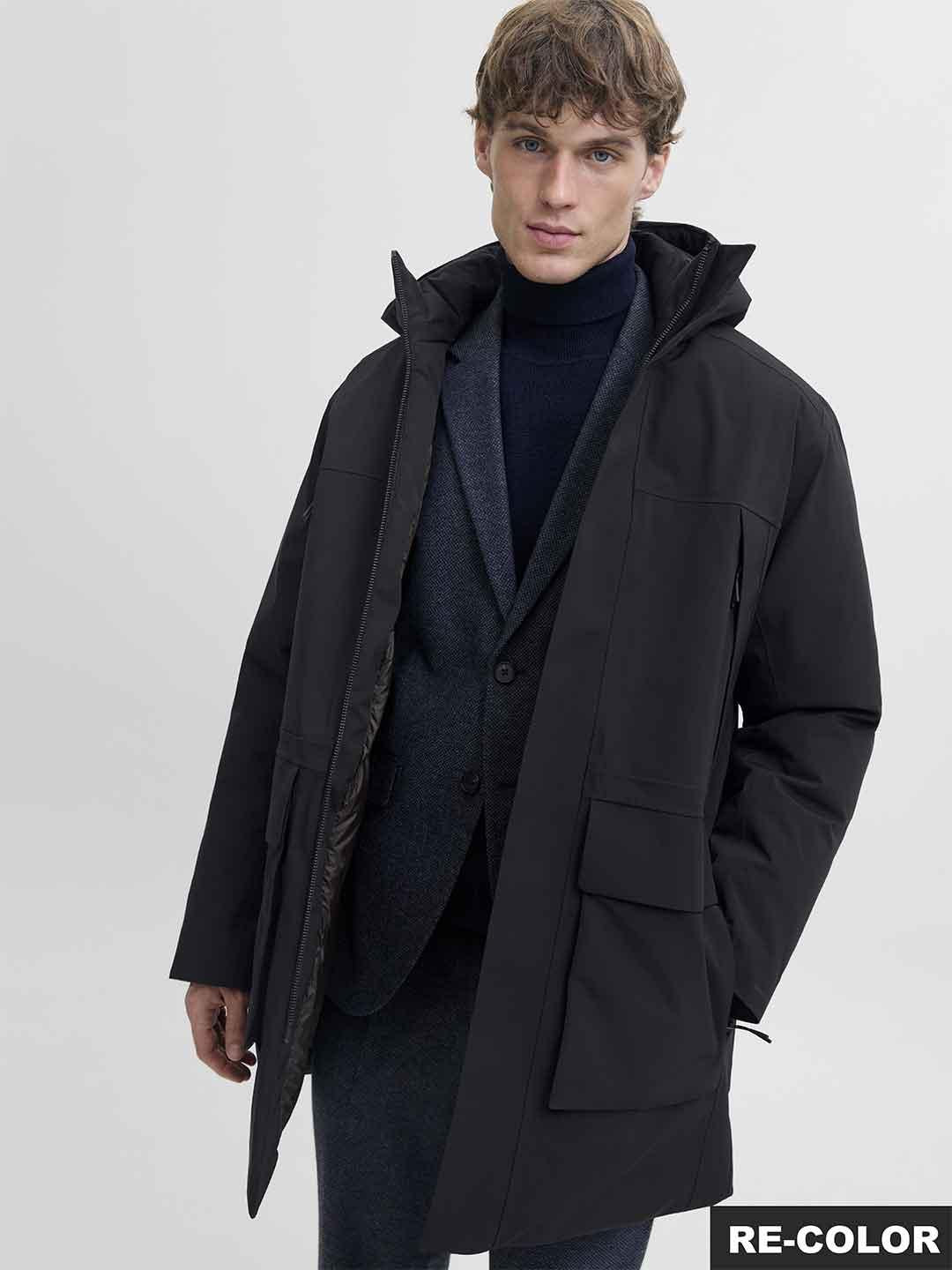 Jack & Jones giubbino nero lungo 12280904 NERO JACK & JONES